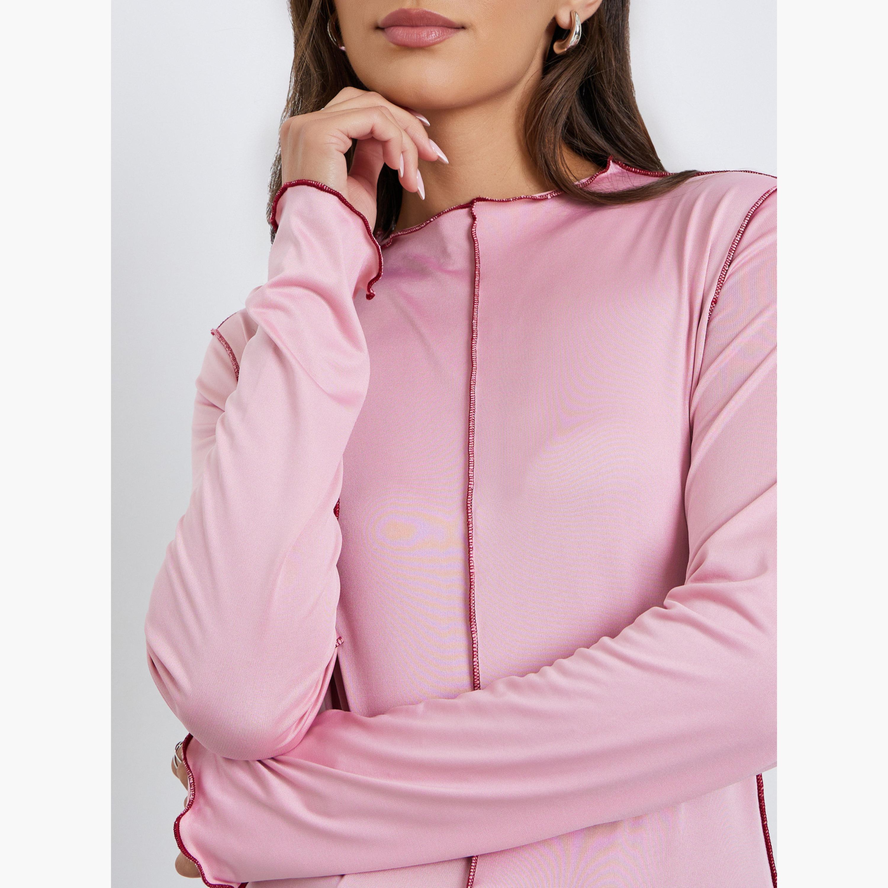 Styli Women Overlock Seam Long Sleeve T-Shirt-women-clothing-tshirts-image-4