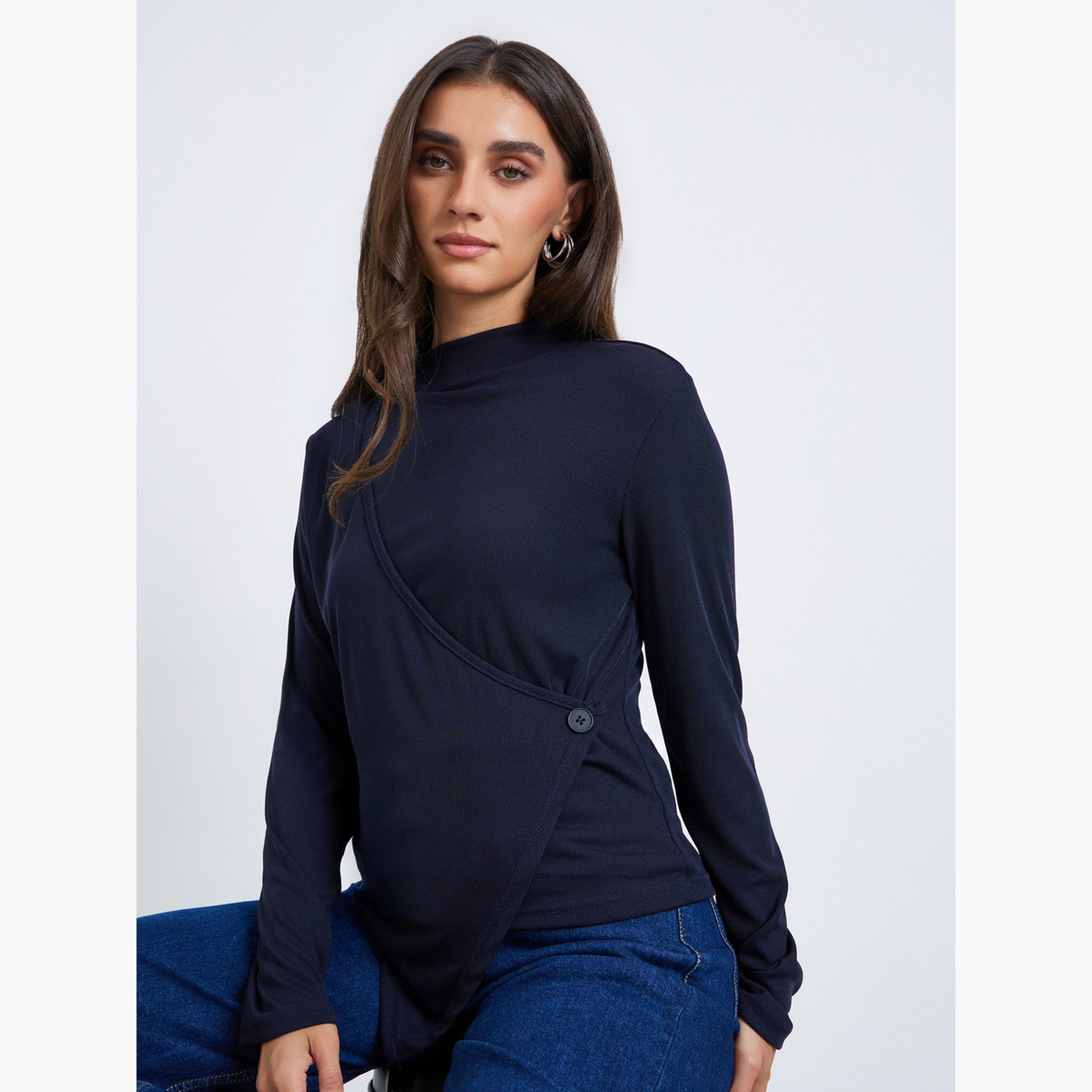 بلوزة بنمط لف وأكمام طويلة-women-clothing-shirtsandblouses-blouses-image-3