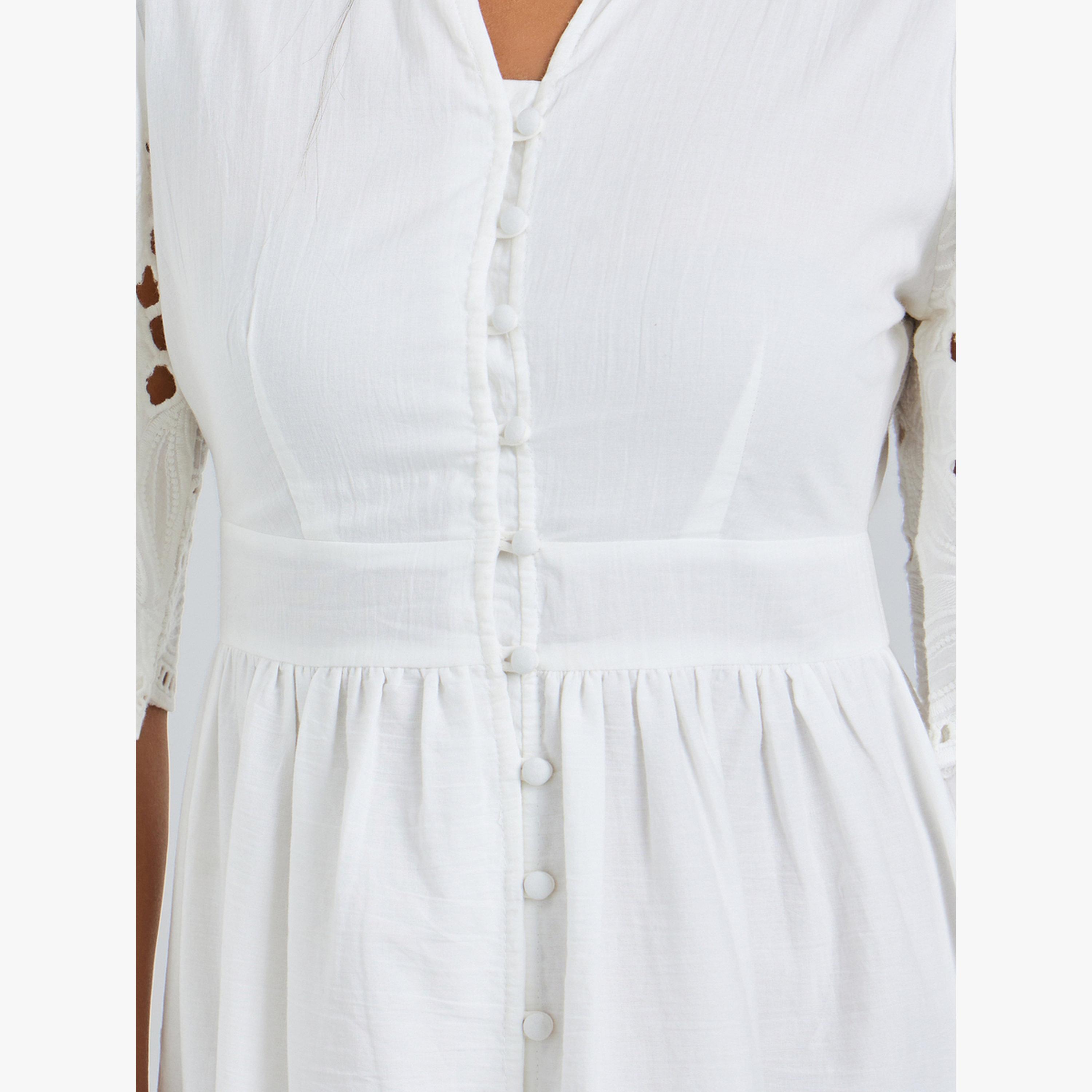 Styli White Cotton Schiffli Midi Dress-women-clothing-dresses-image-6