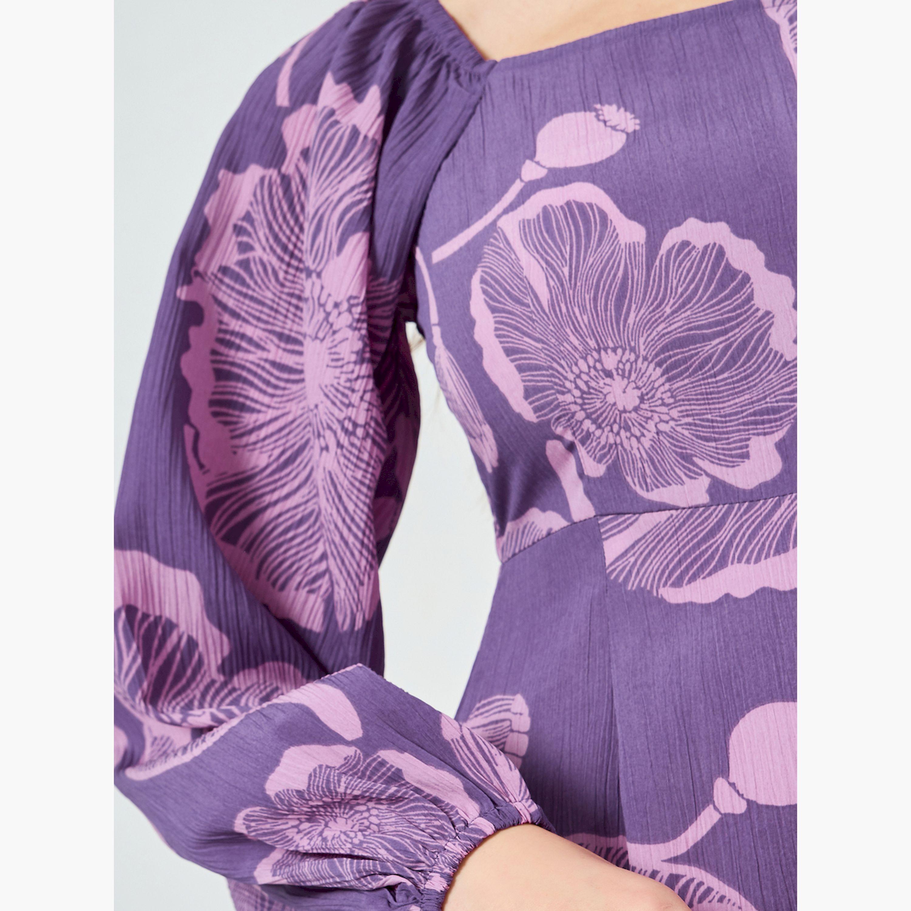 Styli Lilac Floral Square Neck Maxi Dress-women-clothing-dresses-image-5