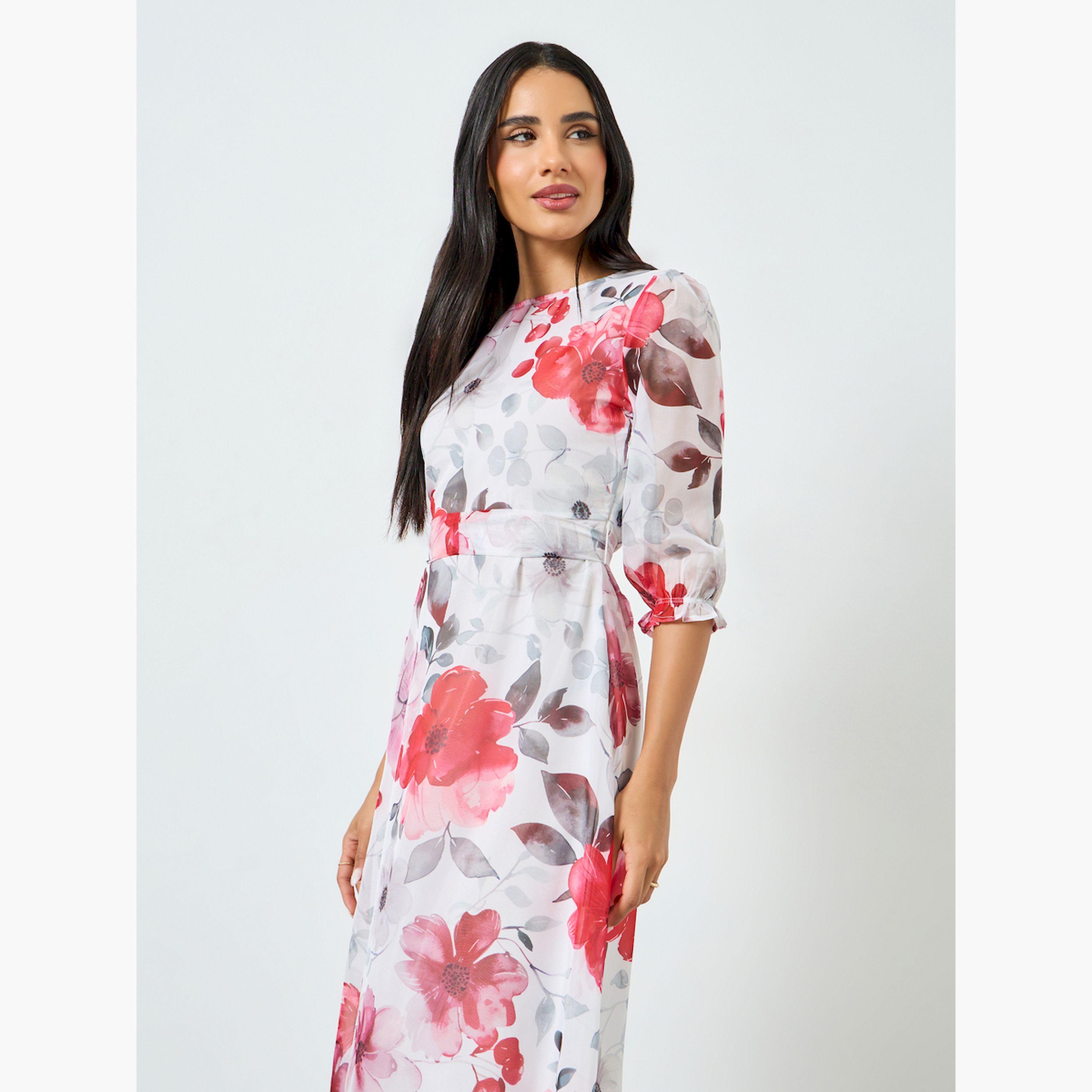 Styli Floral Print Organza A-Line Maxi Dress-women-clothing-dresses-image-2