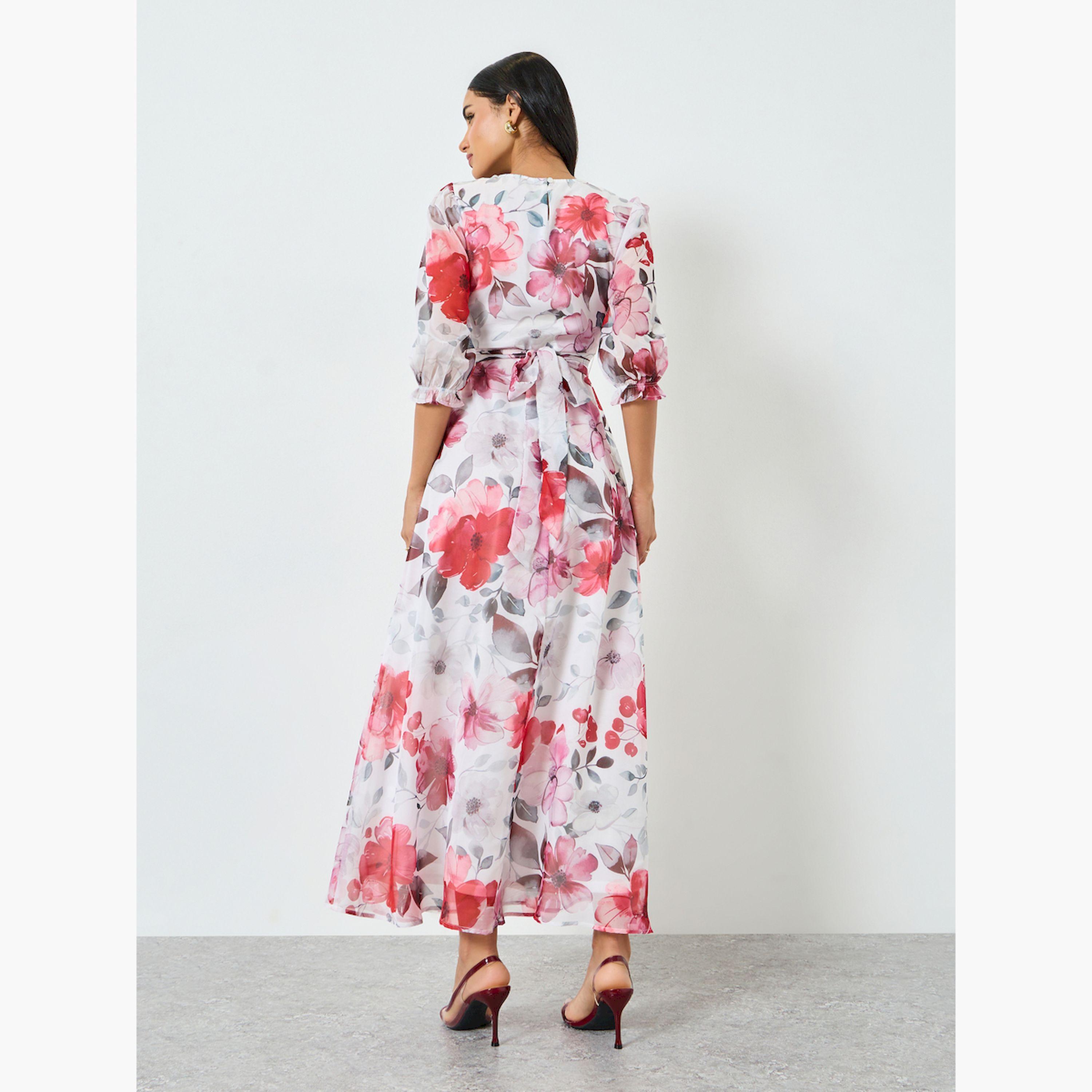 Styli Floral Print Organza A-Line Maxi Dress-women-clothing-dresses-image-5