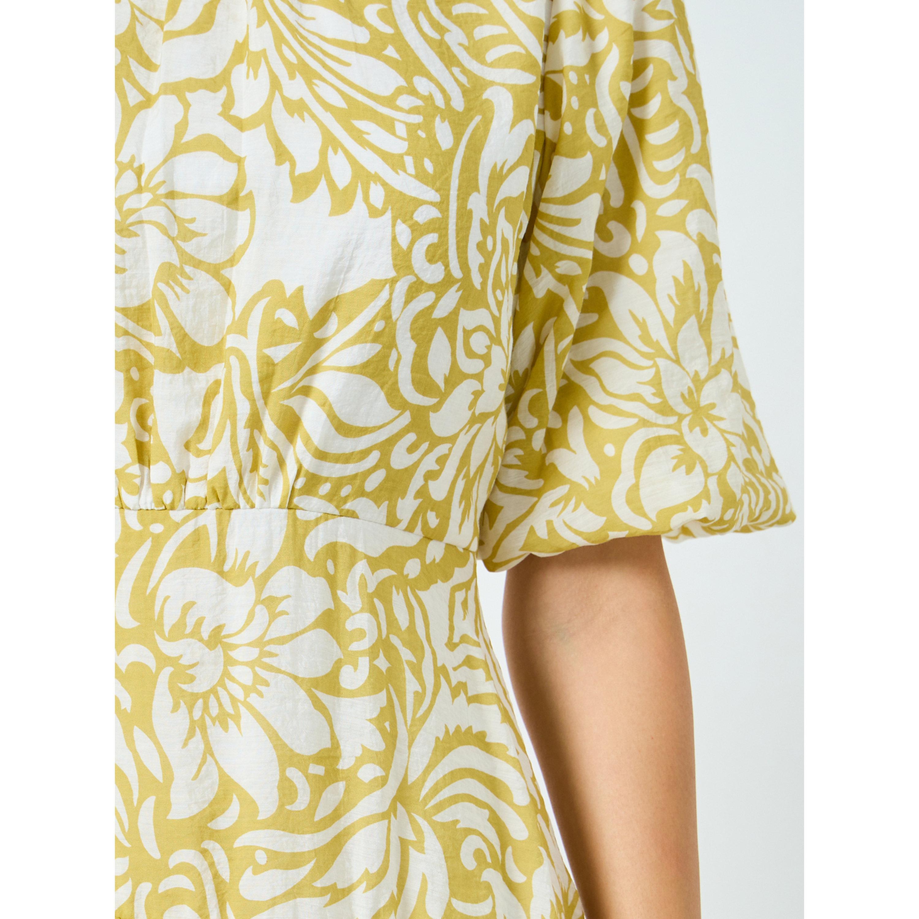 فستان ميدي نسائي بنقشة زهور وأكمام منفوخة-women-clothing-dresses-image-4