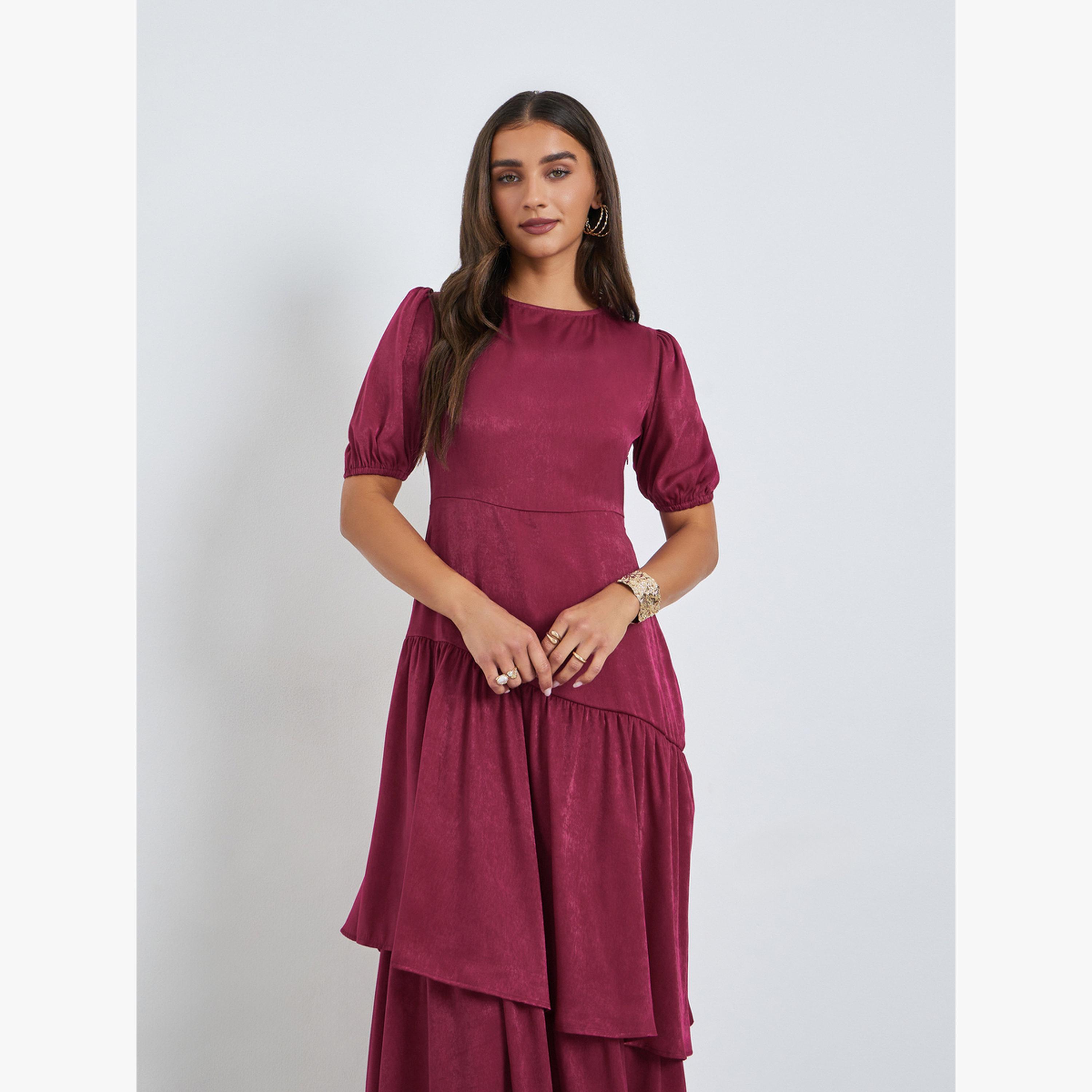 فستان طويل مخمل وساتان بطبقات-women-clothing-dresses-image-2