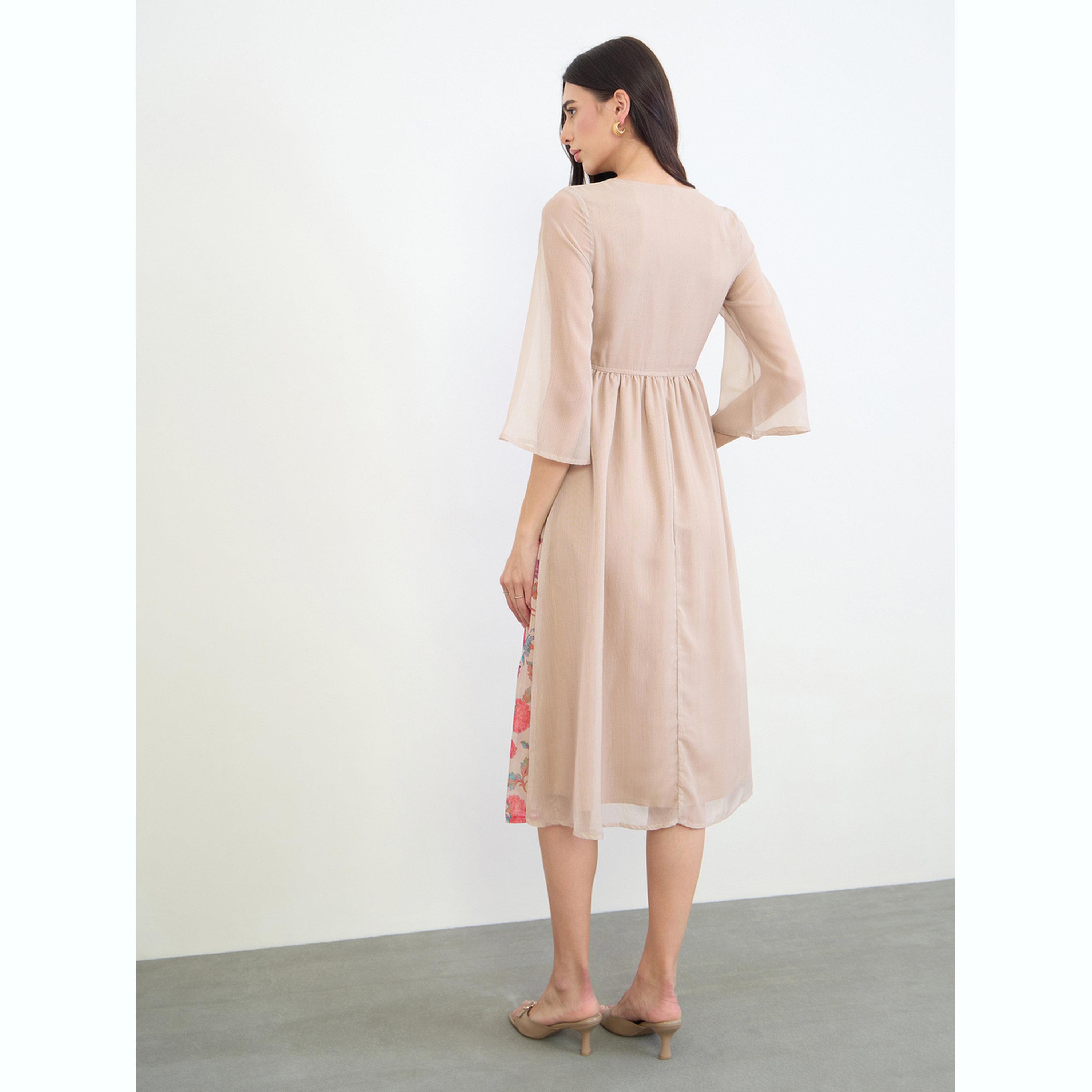 فستان ميدي بطبعة زهور وأكمام بطول 3/4-women-clothing-dresses-image-4