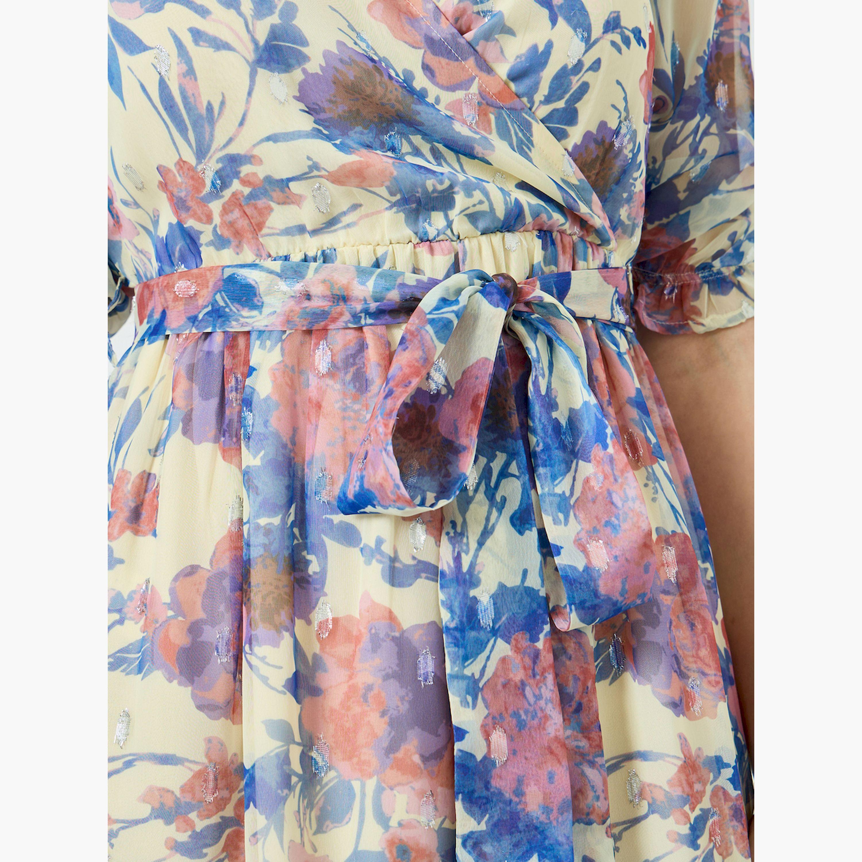 Styli Women Lurex Chiffon Floral Print Maxi Dress-women-clothing-dresses-image-5