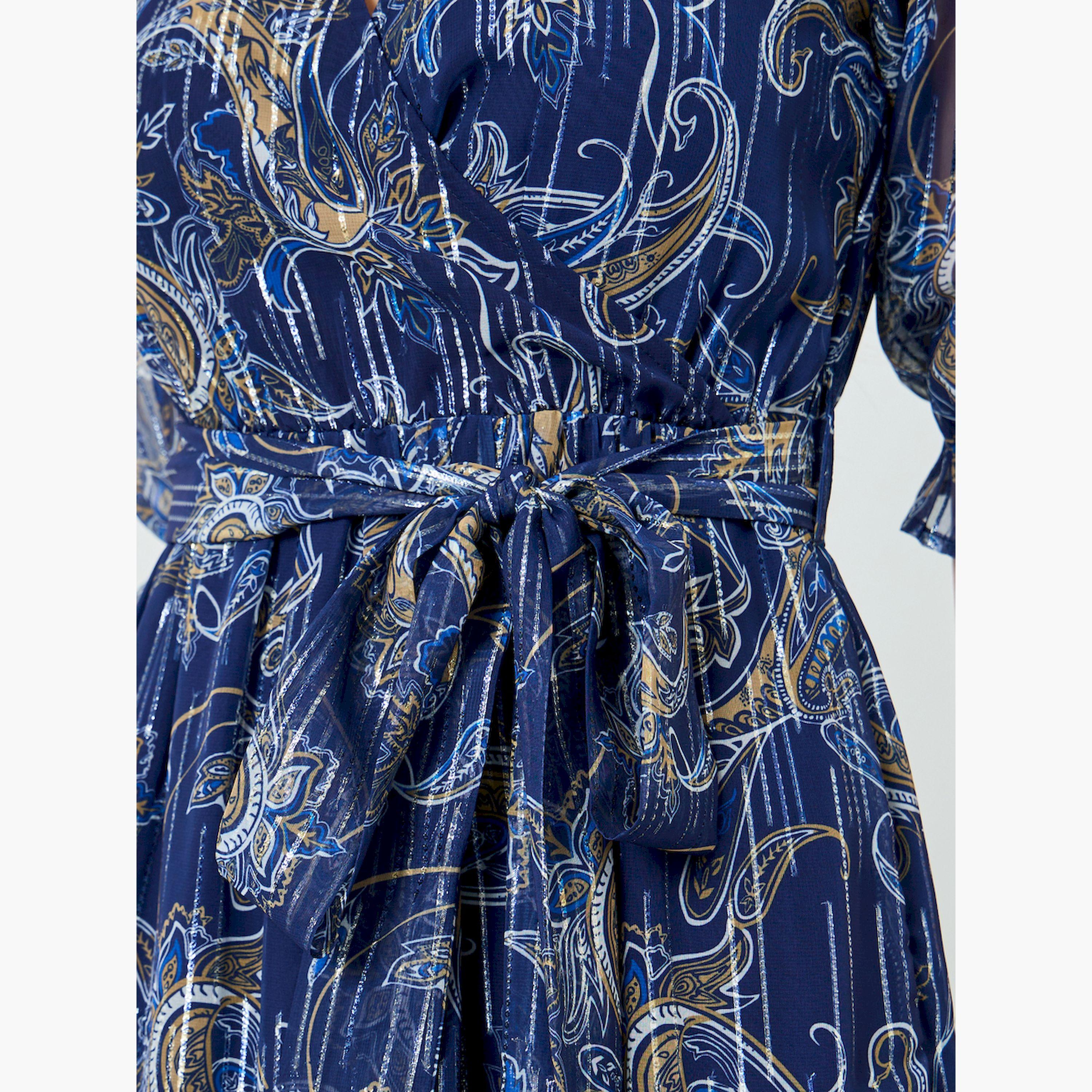 Styli Women Lurex Chiffon Floral Print Maxi Dress-women-clothing-dresses-image-5