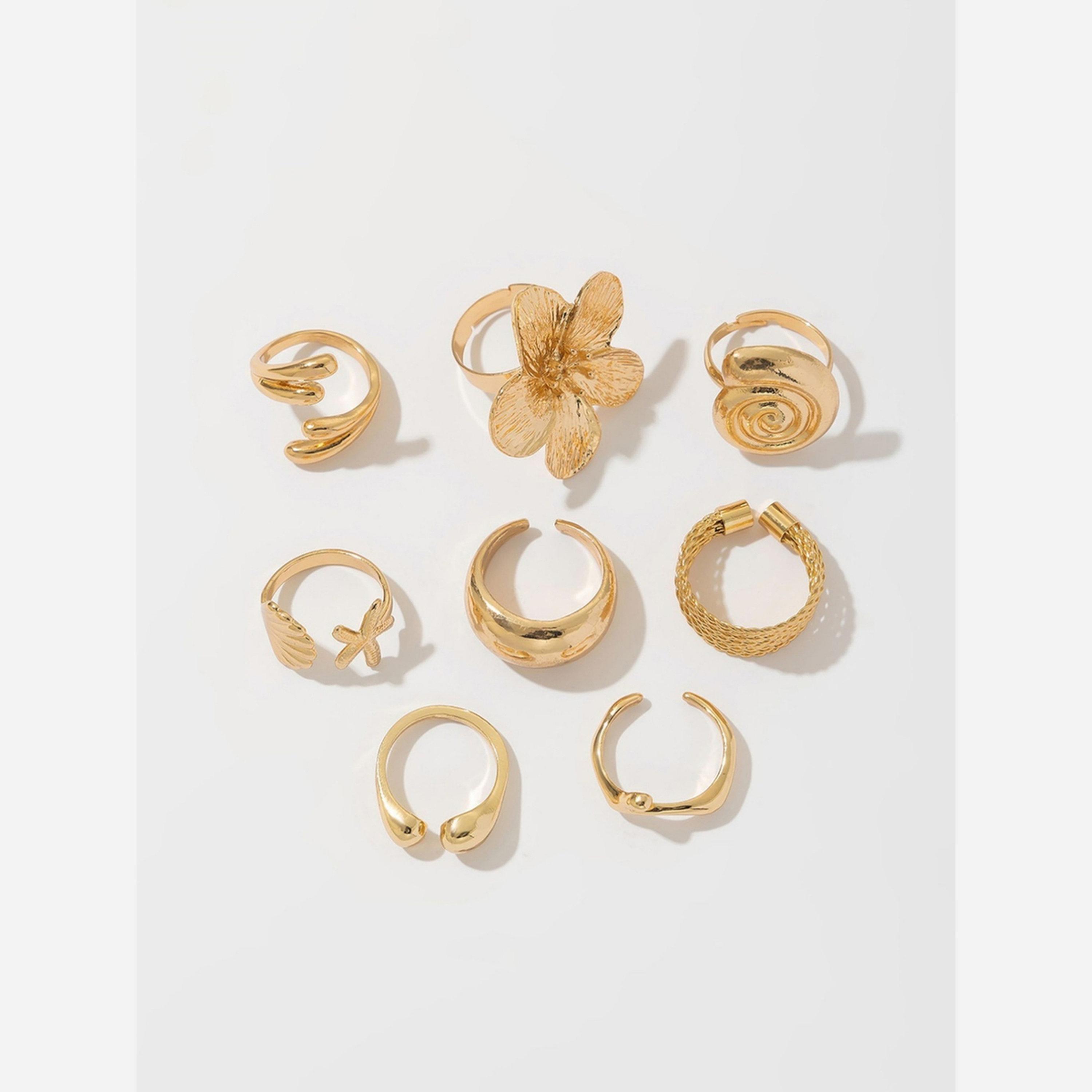 Take Two Pack of 2 - Gold Flower Irregular Open Rings-women-watchesandjewellery-jewellery-rings-image-1