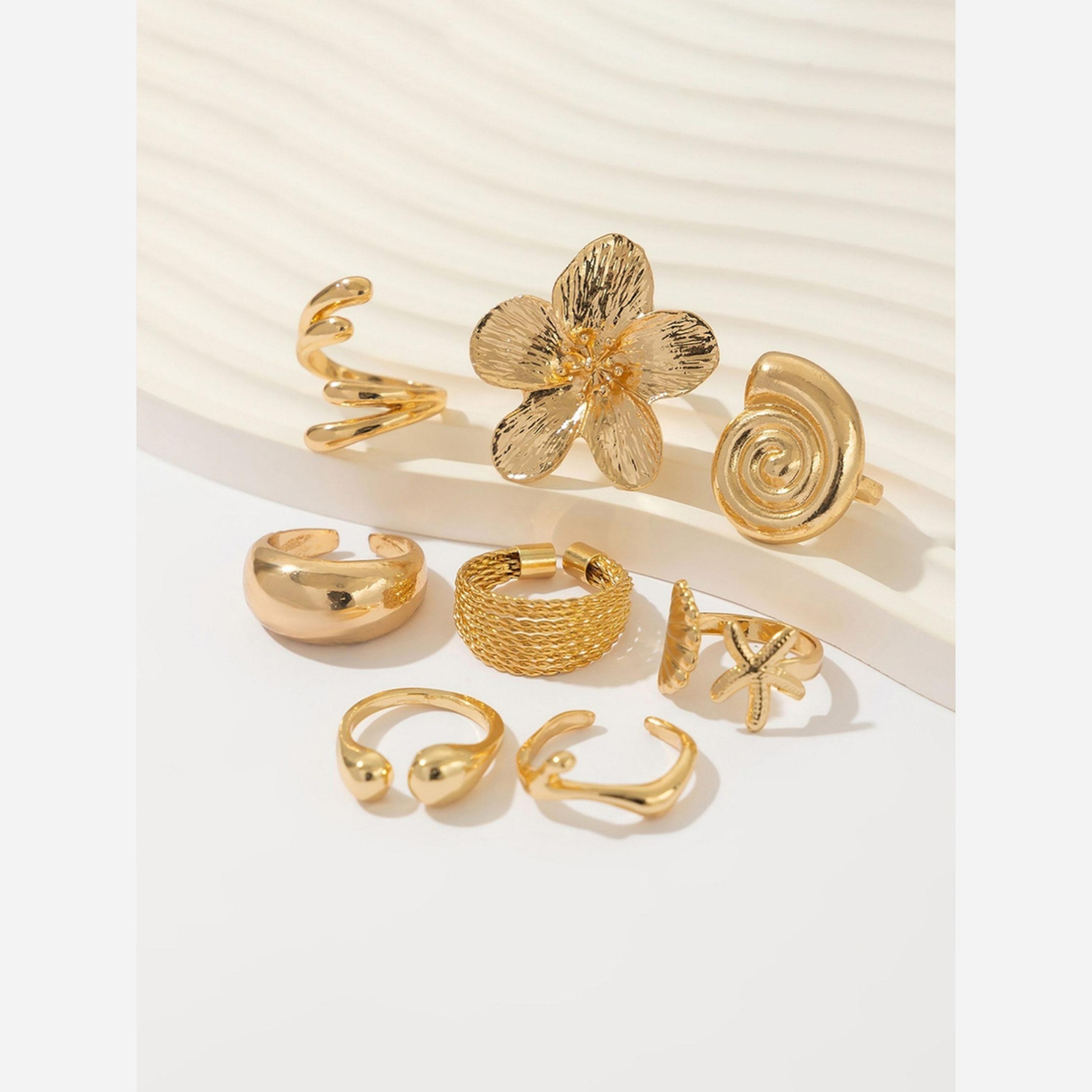 Take Two Pack of 2 - Gold Flower Irregular Open Rings-women-watchesandjewellery-jewellery-rings-image-3