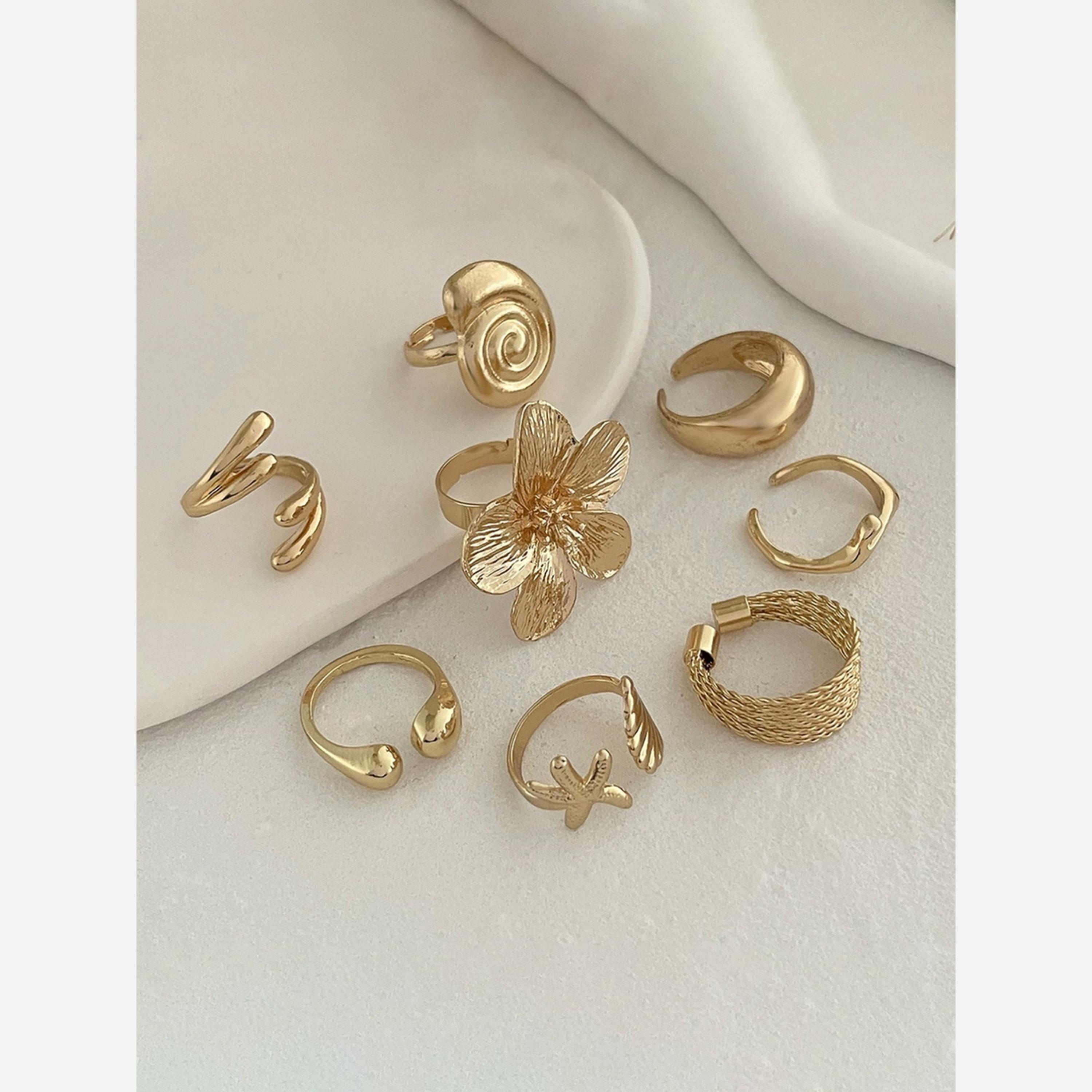 Take Two Pack of 2 - Gold Flower Irregular Open Rings-women-watchesandjewellery-jewellery-rings-image-4