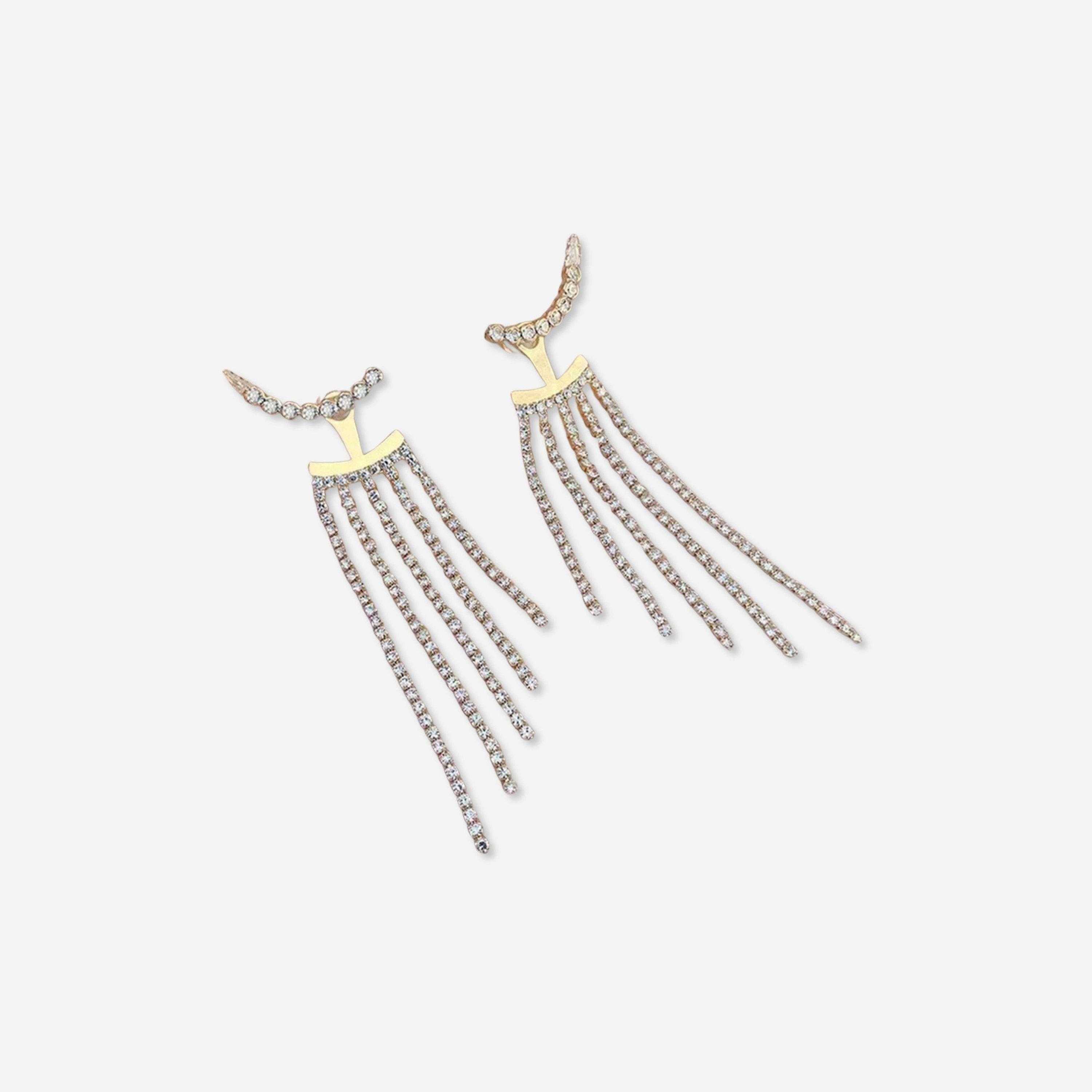 تيك تو - أقراط بشرابة مرصعة بأحجار الراين-women-watchesandjewellery-jewellery-earrings-image-1