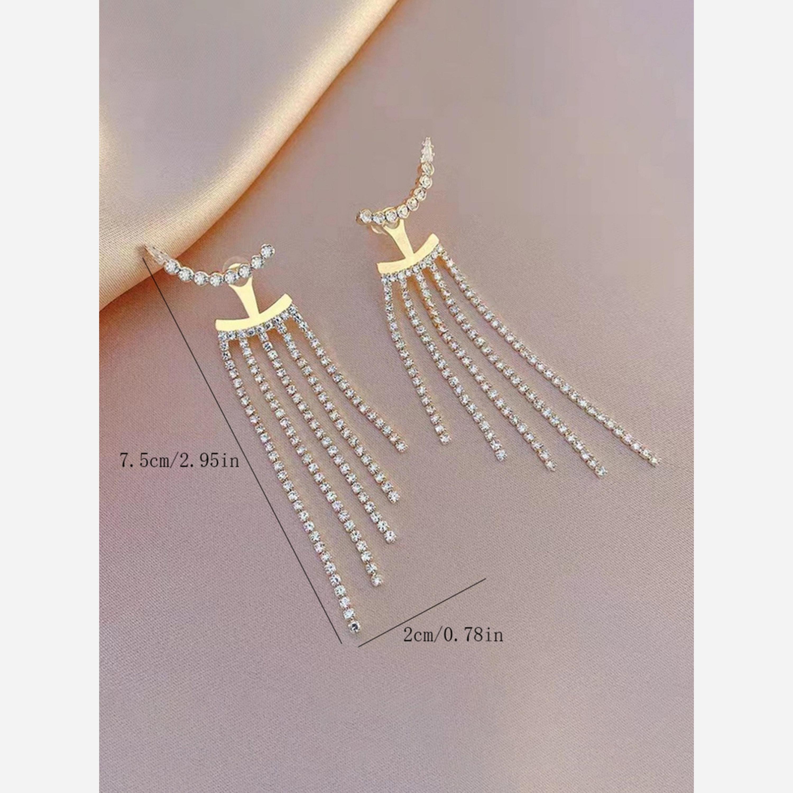 تيك تو - أقراط بشرابة مرصعة بأحجار الراين-women-watchesandjewellery-jewellery-earrings-image-2