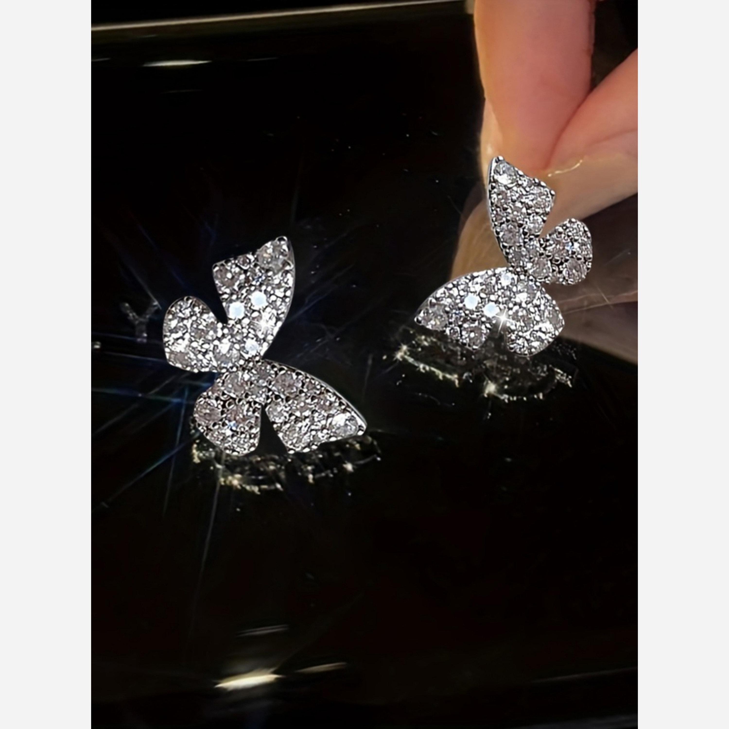 Take Two Rhinestone Inlaid Butterfly Earrings-women-watchesandjewellery-jewellery-earrings-image-3