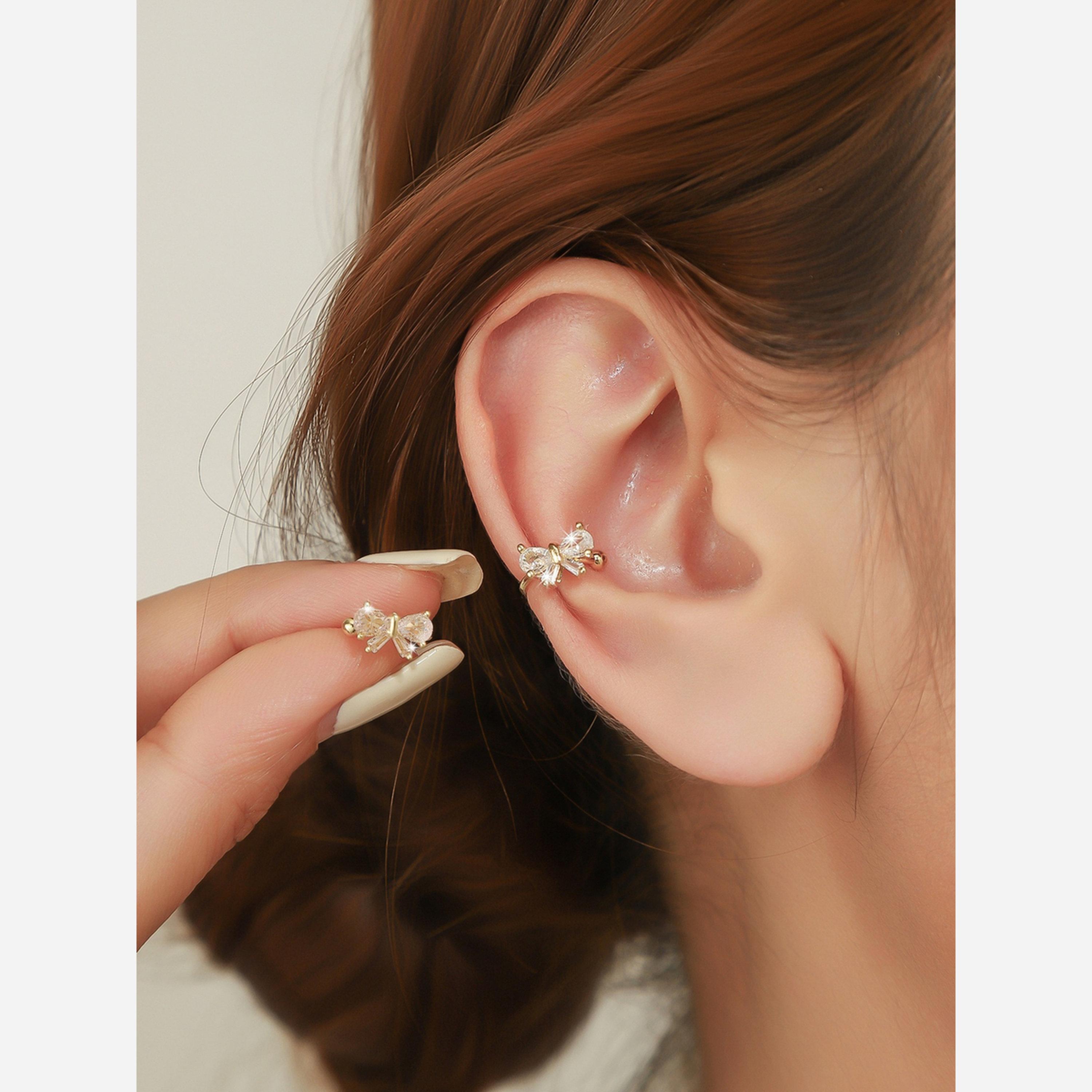 تيك تو - أقراط على شكل فيونكة بدون ثقب-women-watchesandjewellery-jewellery-earrings-image-2