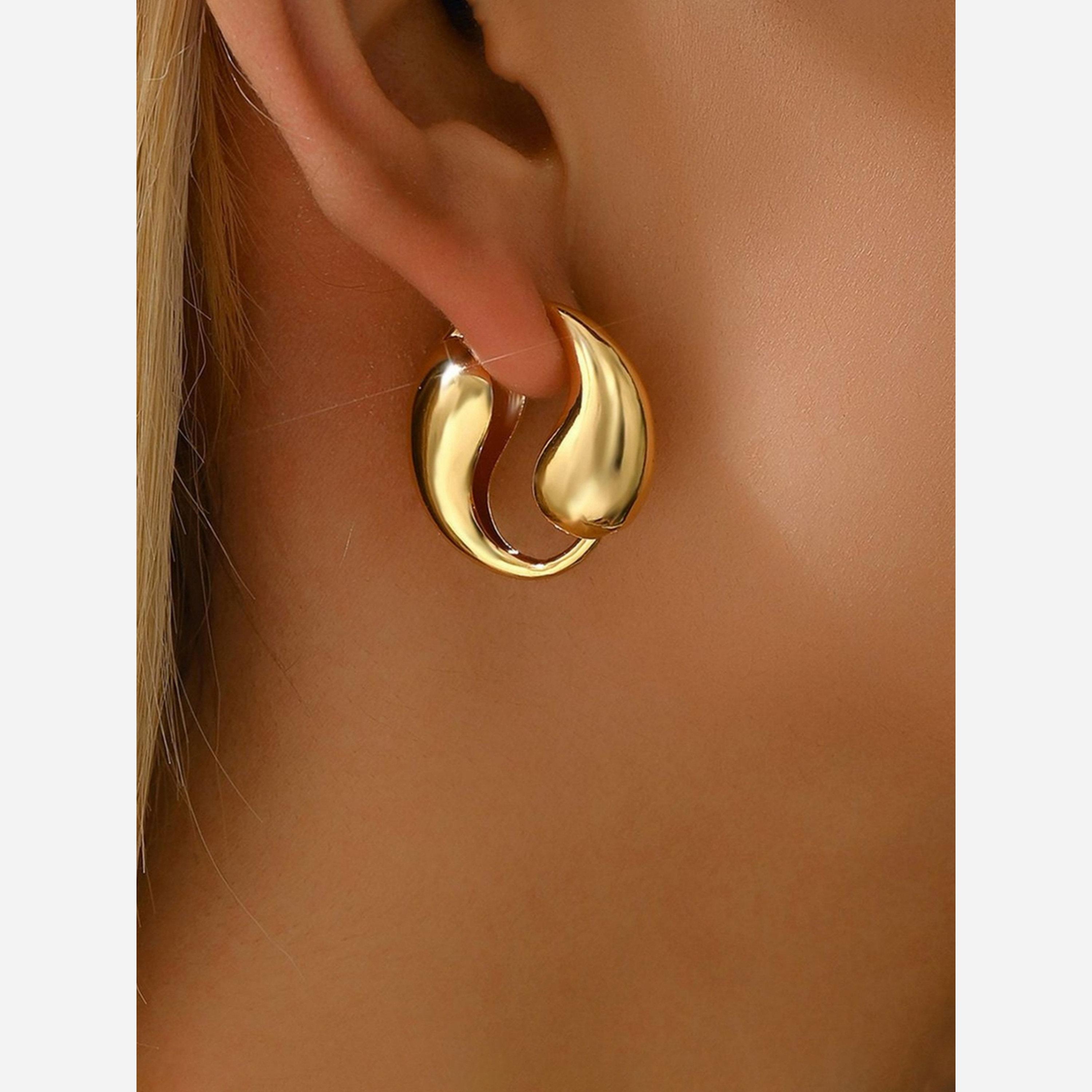 تيك تو - أقراط بلون موحّد تصميم هندسي غير متناسق-women-watchesandjewellery-jewellery-earrings-image-5