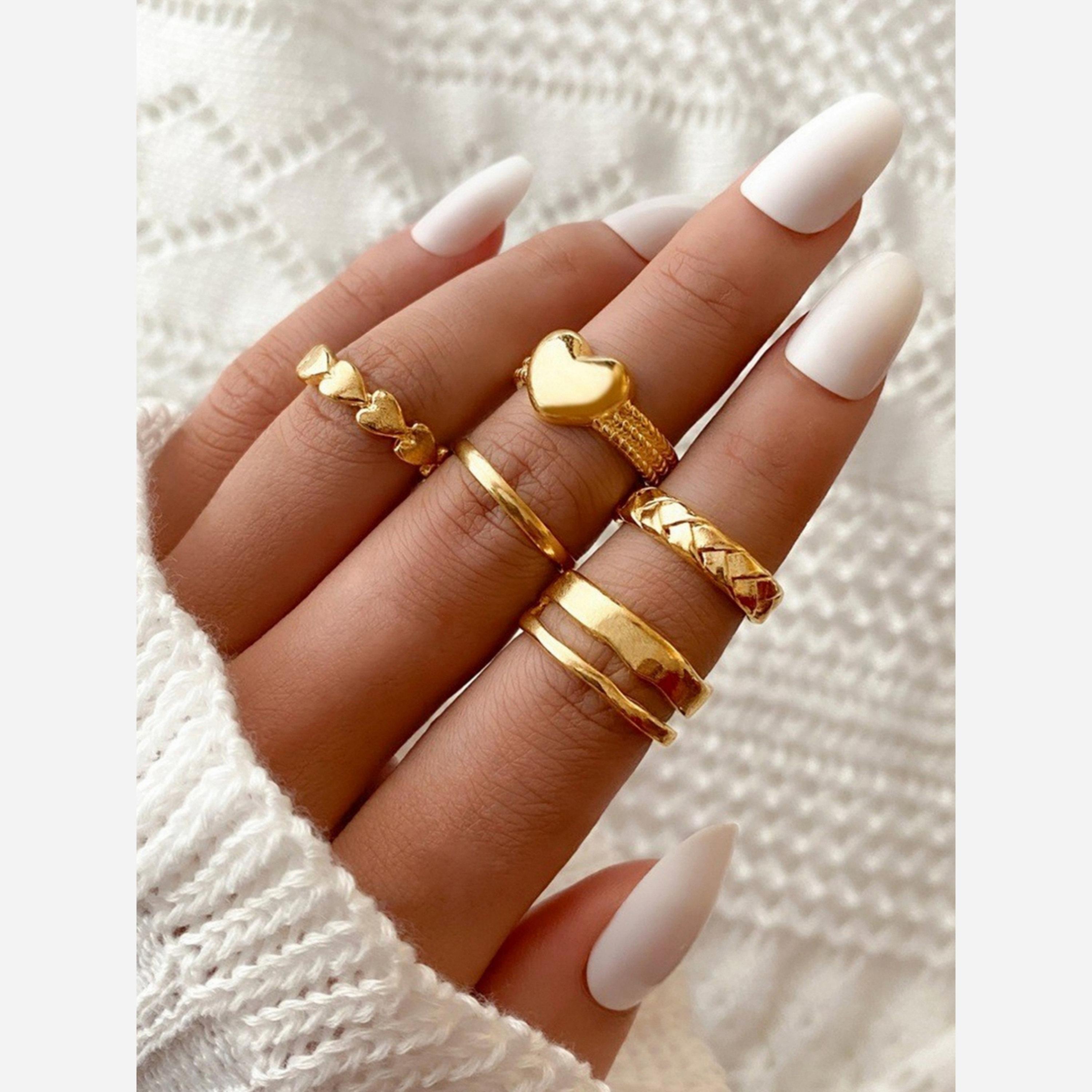 Take Two Pack of 5 - Gold Heart Shape Open Rings-women-watchesandjewellery-jewellery-rings-image-2