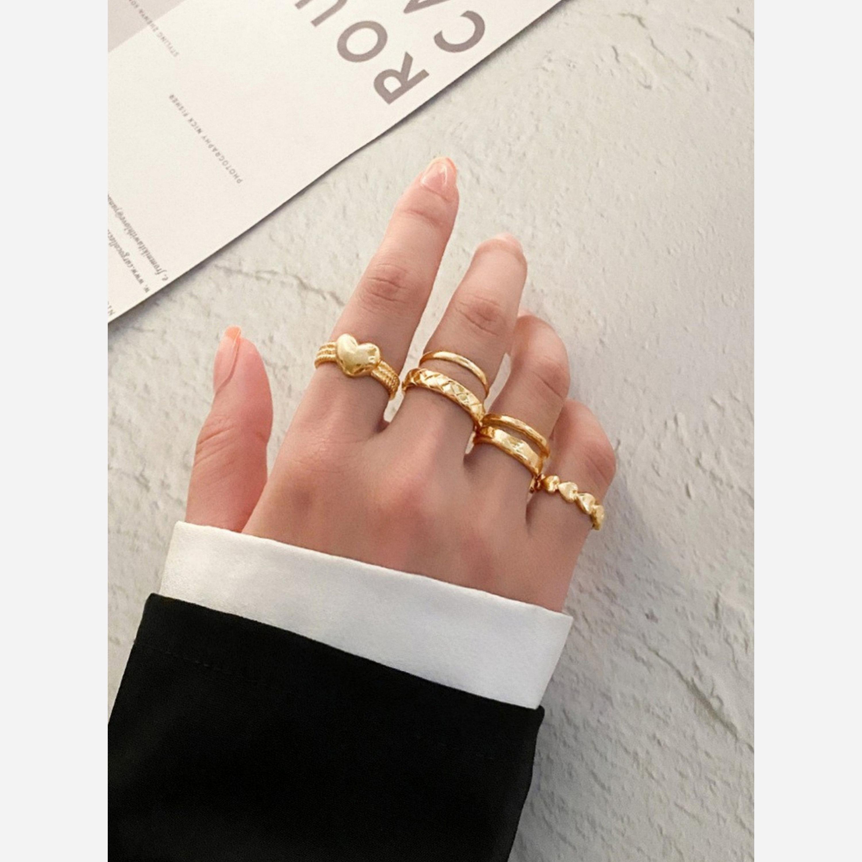 Take Two Pack of 5 - Gold Heart Shape Open Rings-women-watchesandjewellery-jewellery-rings-image-3