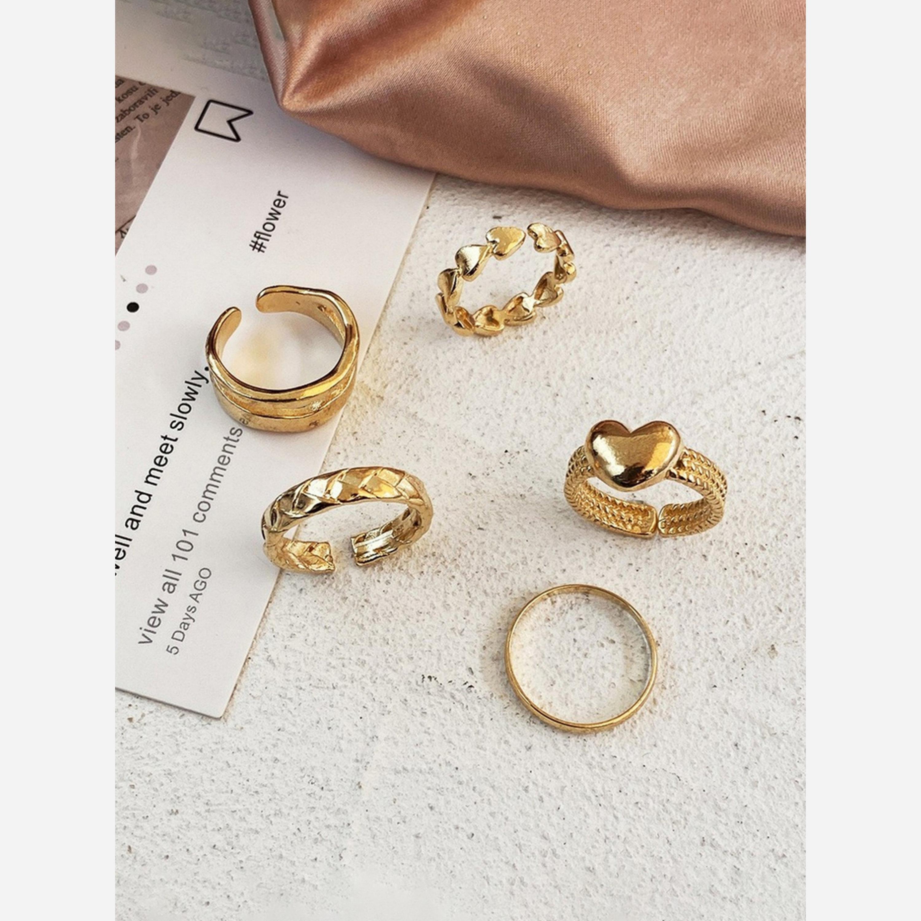 Take Two Pack of 5 - Gold Heart Shape Open Rings-women-watchesandjewellery-jewellery-rings-image-4