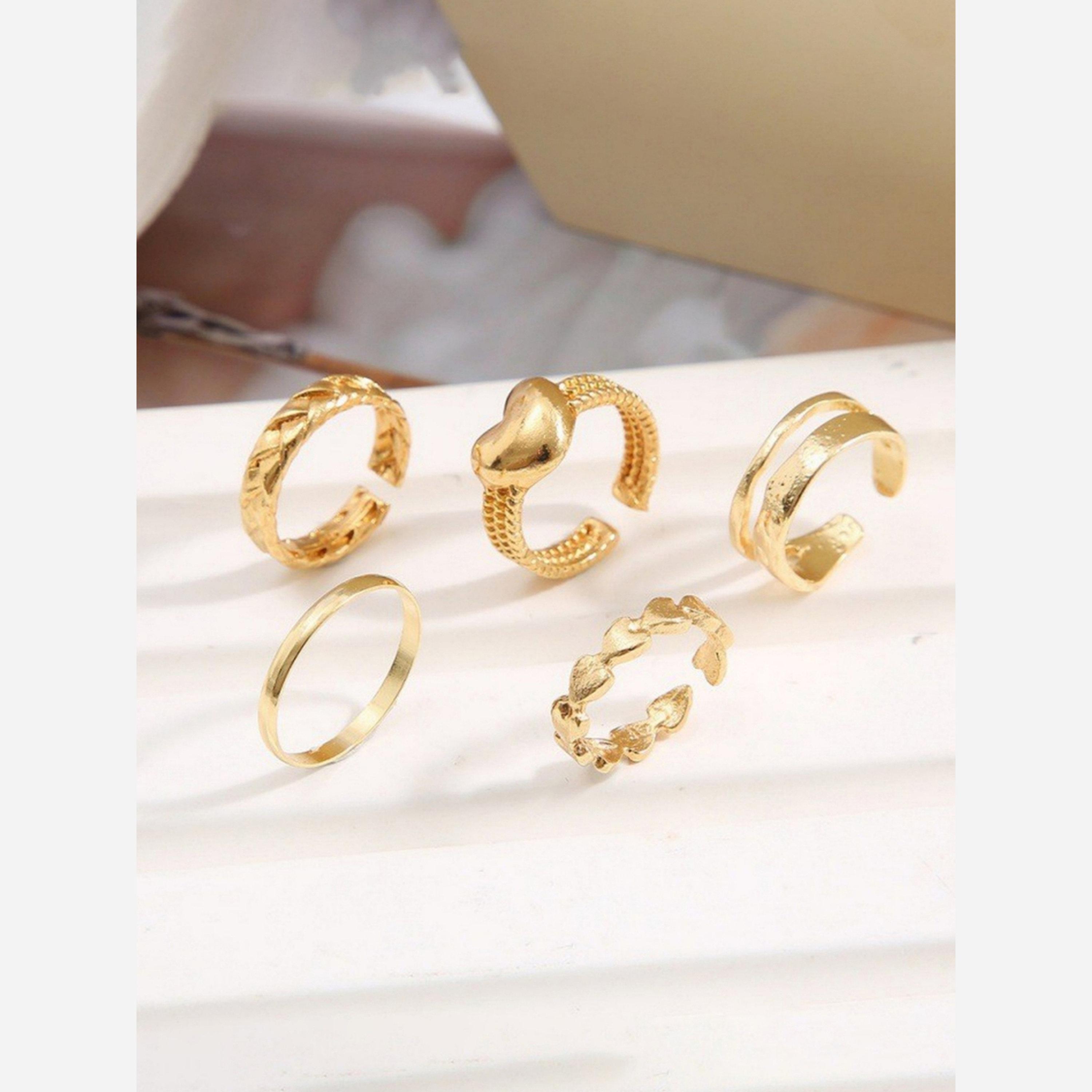 Take Two Pack of 5 - Gold Heart Shape Open Rings-women-watchesandjewellery-jewellery-rings-image-5