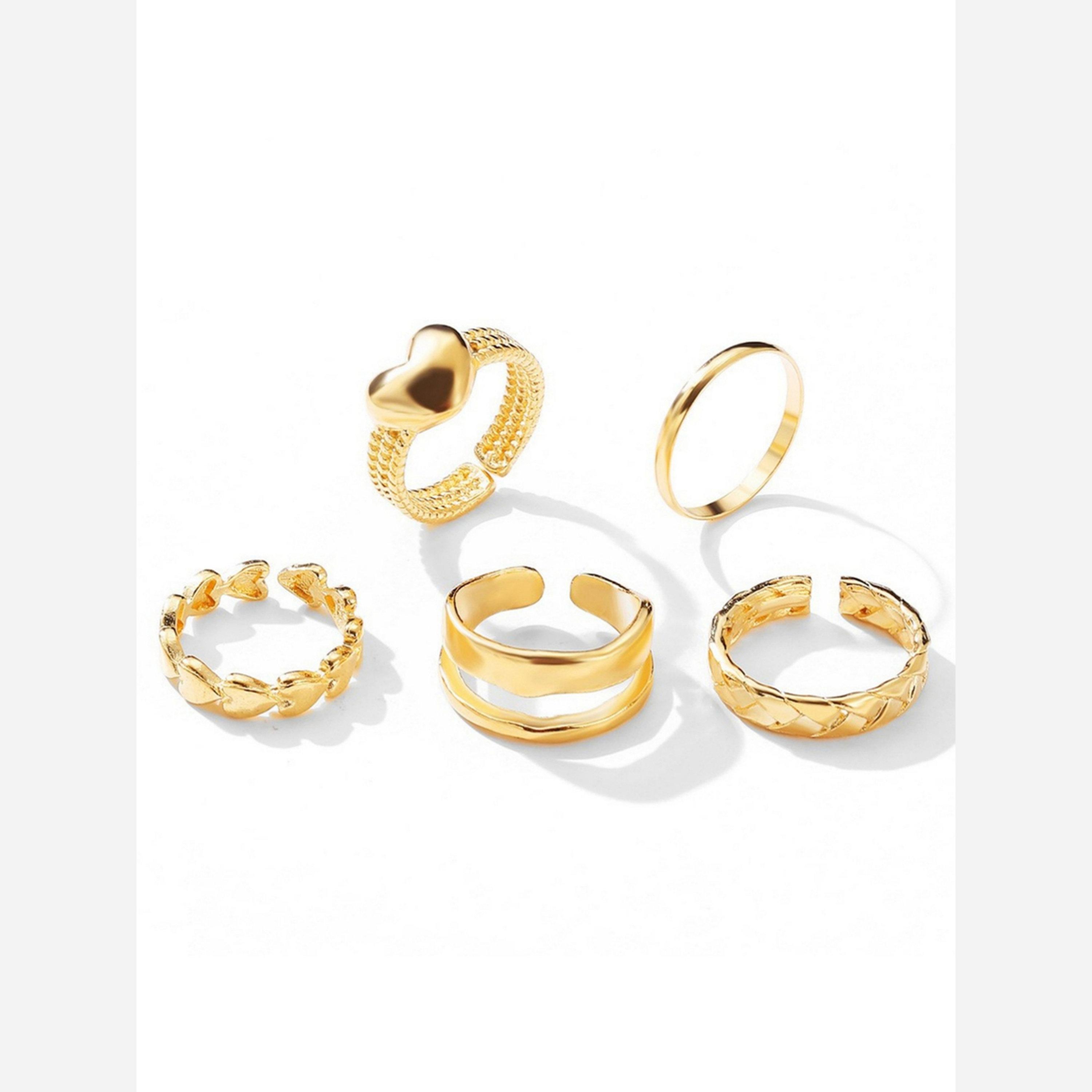 Take Two Pack of 5 - Gold Heart Shape Open Rings-women-watchesandjewellery-jewellery-rings-image-6