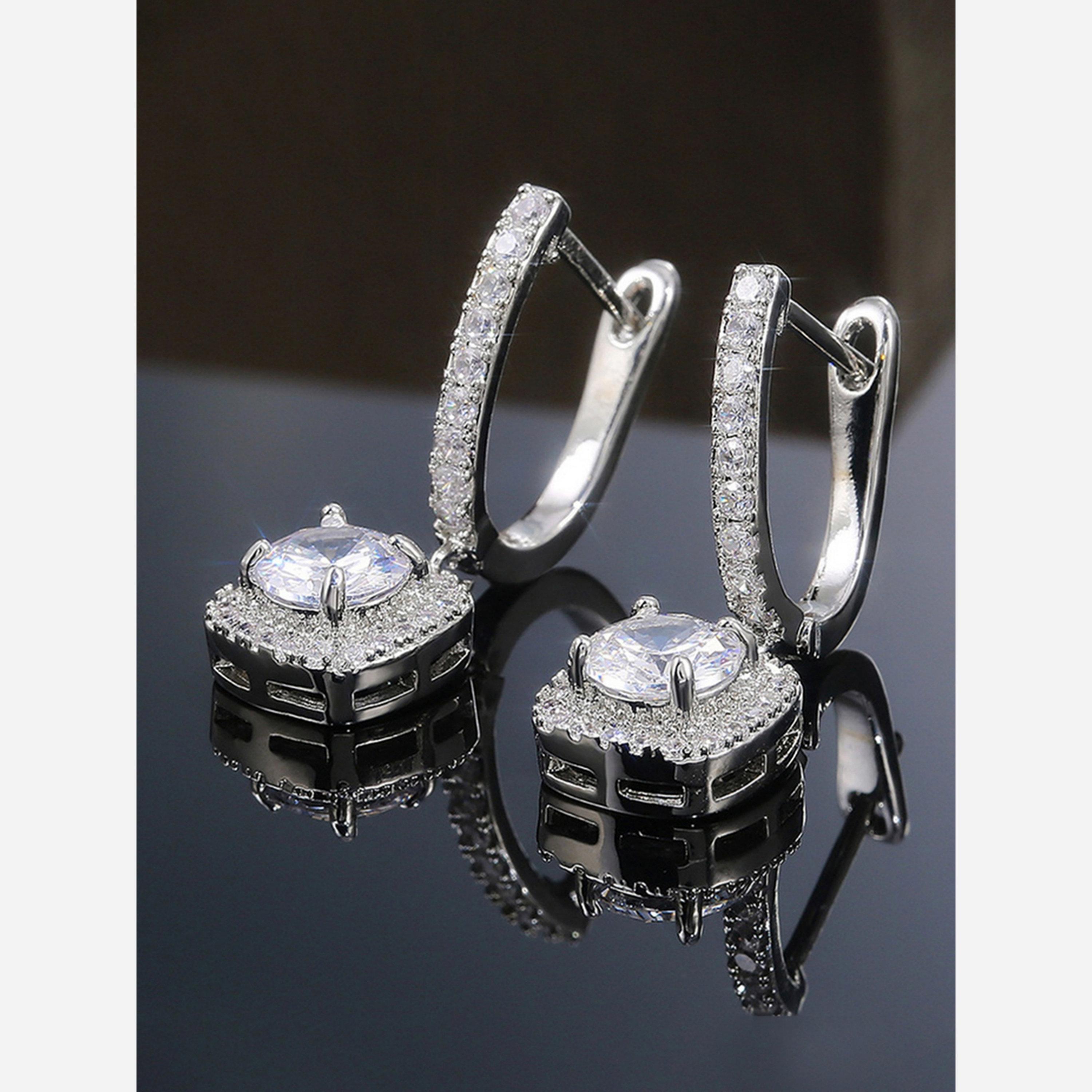 Take Two Square Zirconia Inlaid Earrings-women-watchesandjewellery-jewellery-earrings-image-2