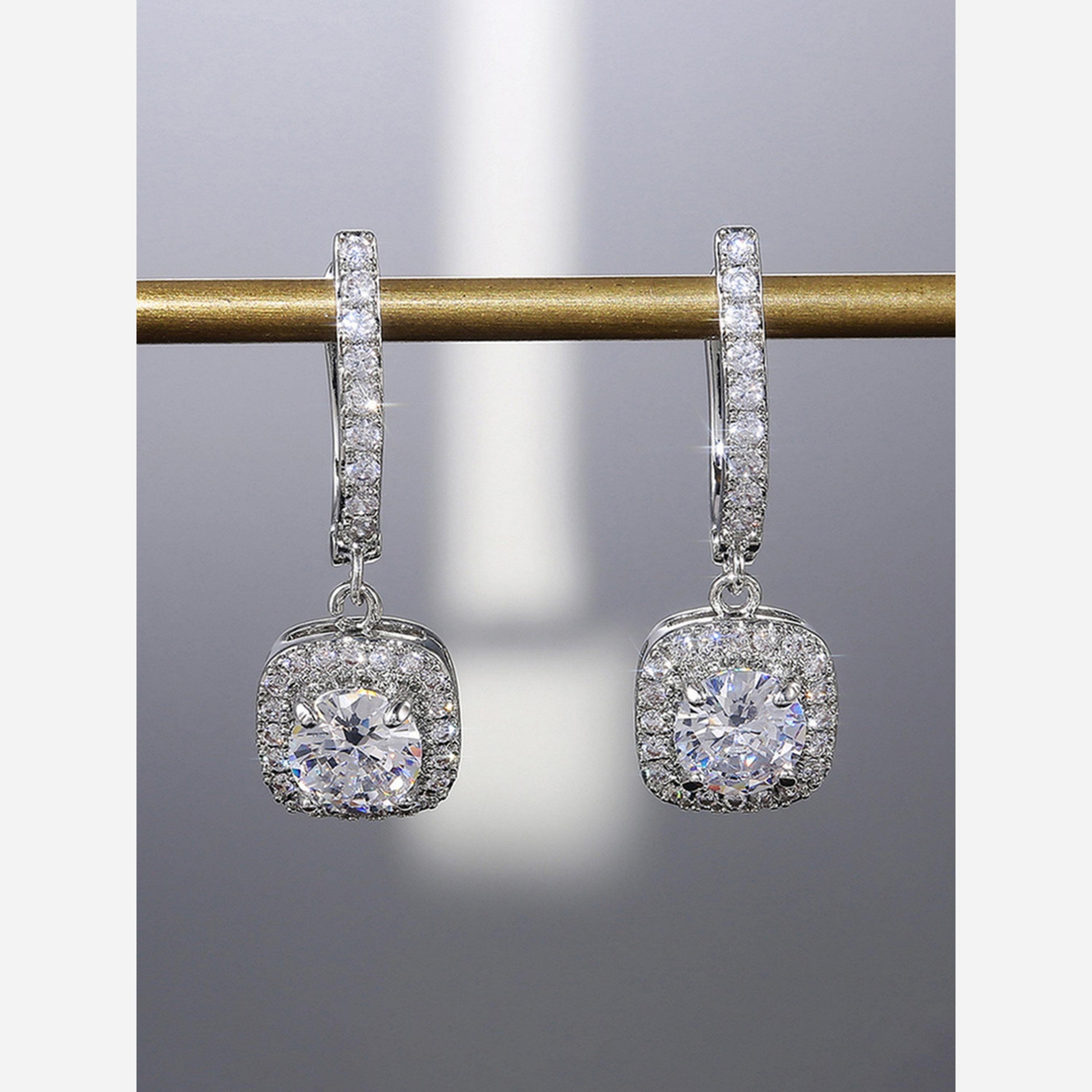 Take Two Square Zirconia Inlaid Earrings-women-watchesandjewellery-jewellery-earrings-image-5