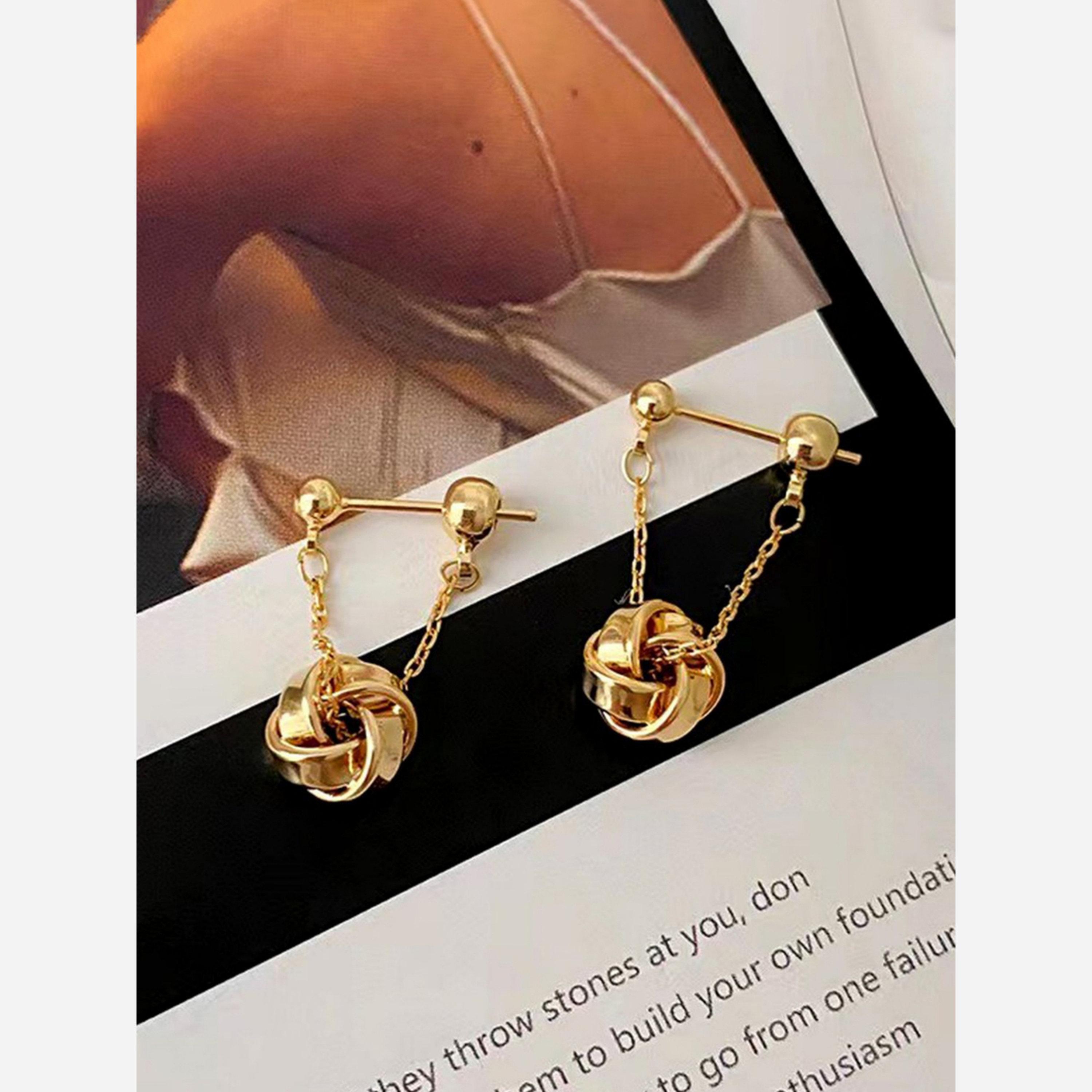 تيك تو - أقراط متدلية كروية لون سادة متعددة اللفات-women-watchesandjewellery-jewellery-earrings-image-5