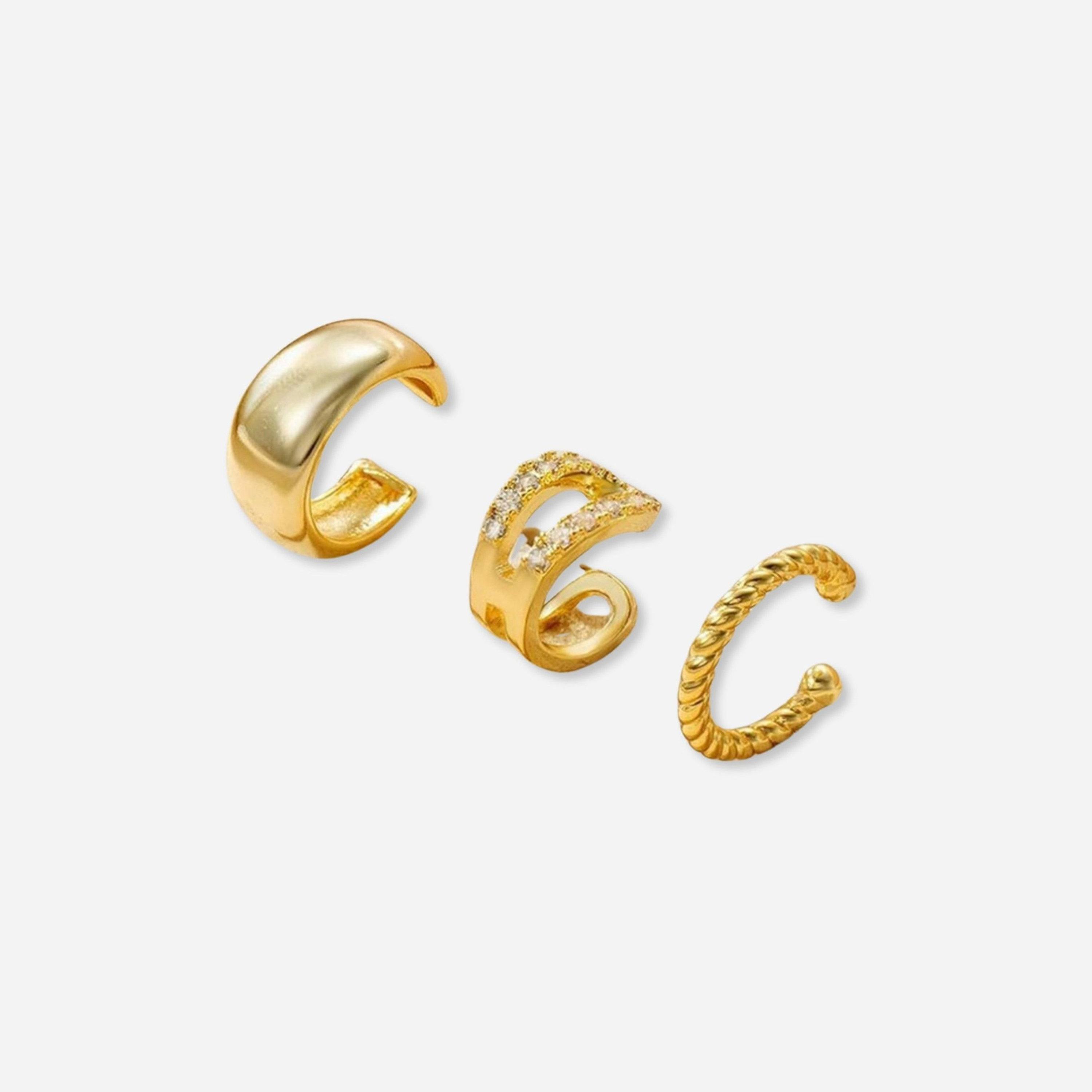 تيك تو - طقم مكوَّن من 3 أقراط حلقية بدون ثقوب-women-watchesandjewellery-jewellery-earrings-image-1