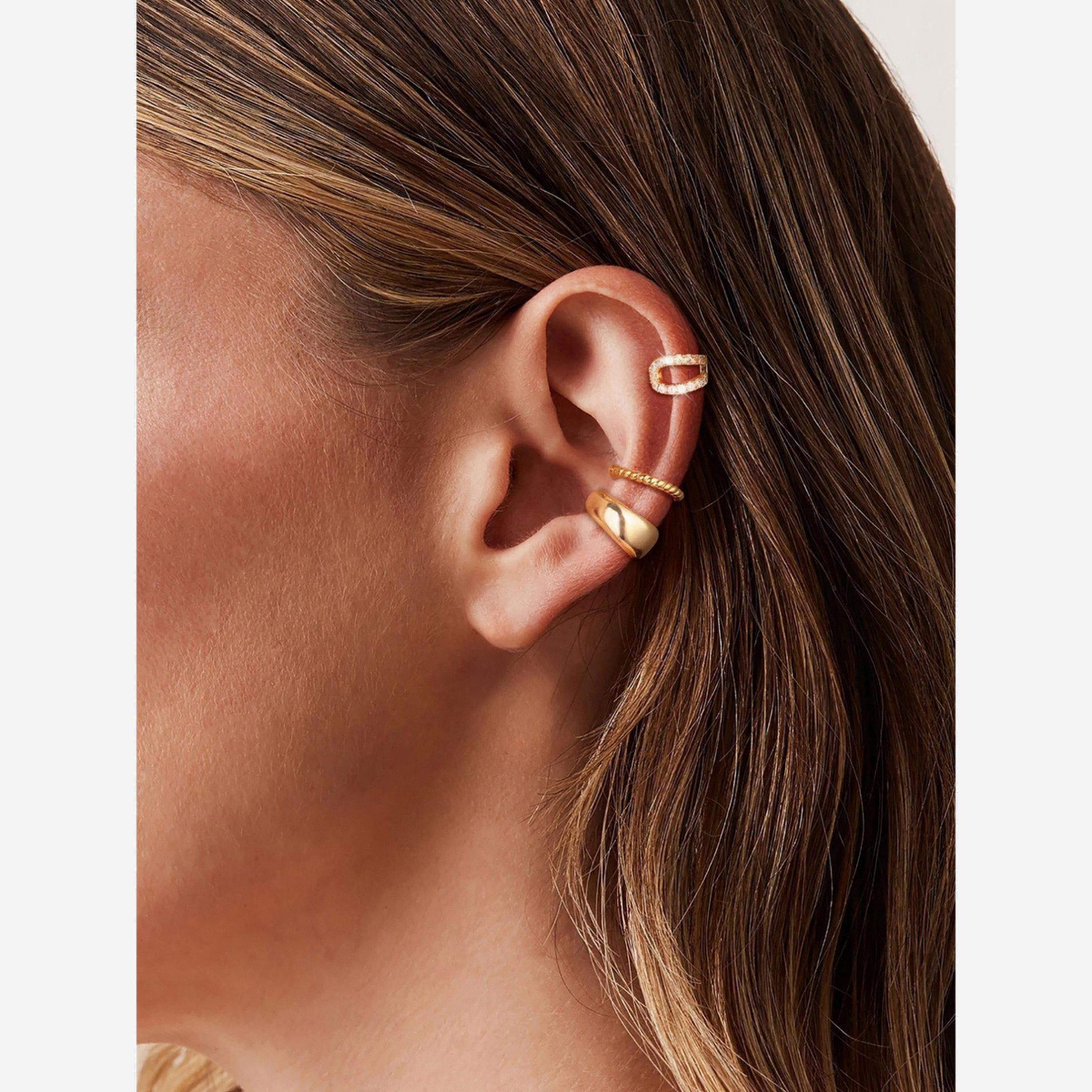 تيك تو - طقم مكوَّن من 3 أقراط حلقية بدون ثقوب-women-watchesandjewellery-jewellery-earrings-image-3