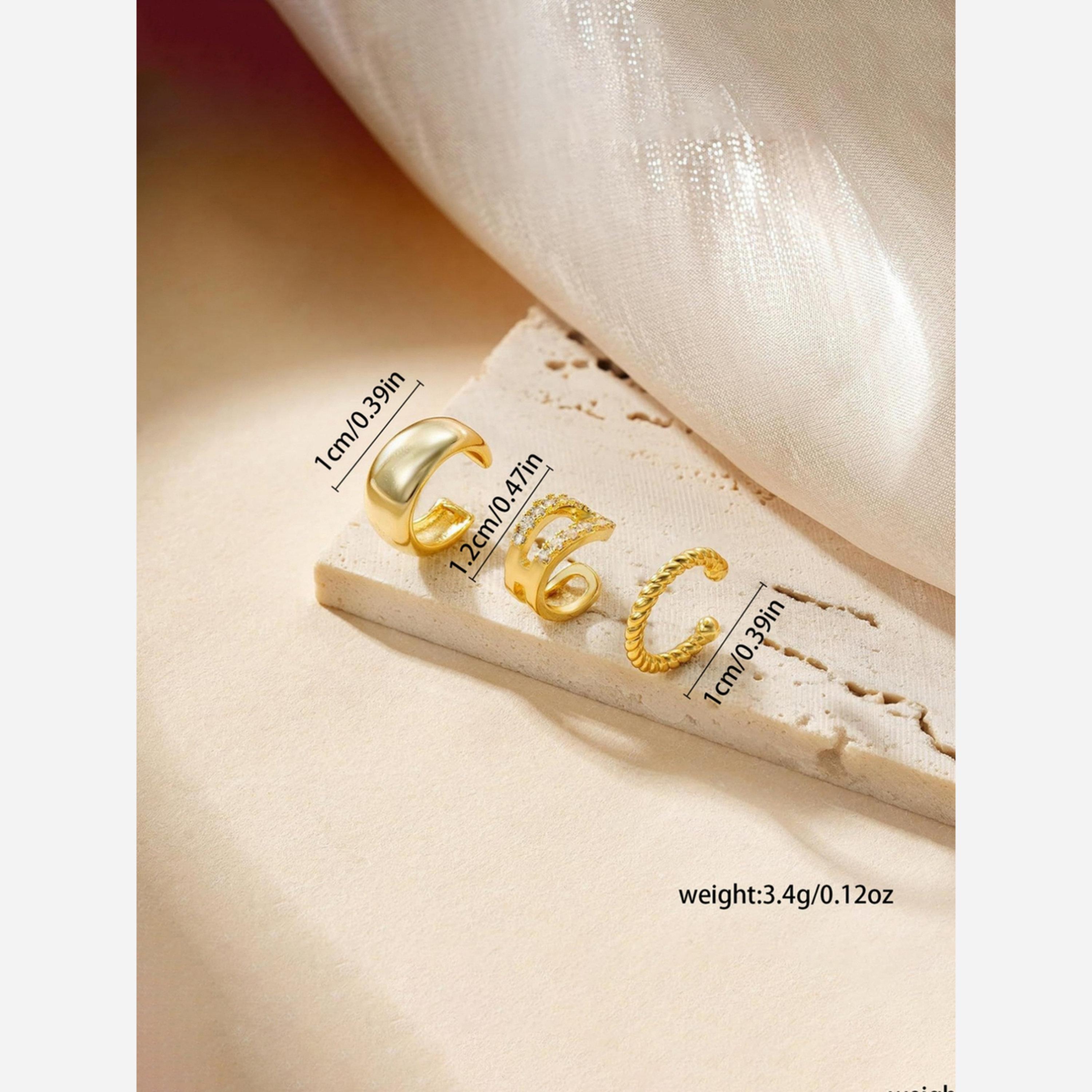 تيك تو - طقم مكوَّن من 3 أقراط حلقية بدون ثقوب-women-watchesandjewellery-jewellery-earrings-image-4