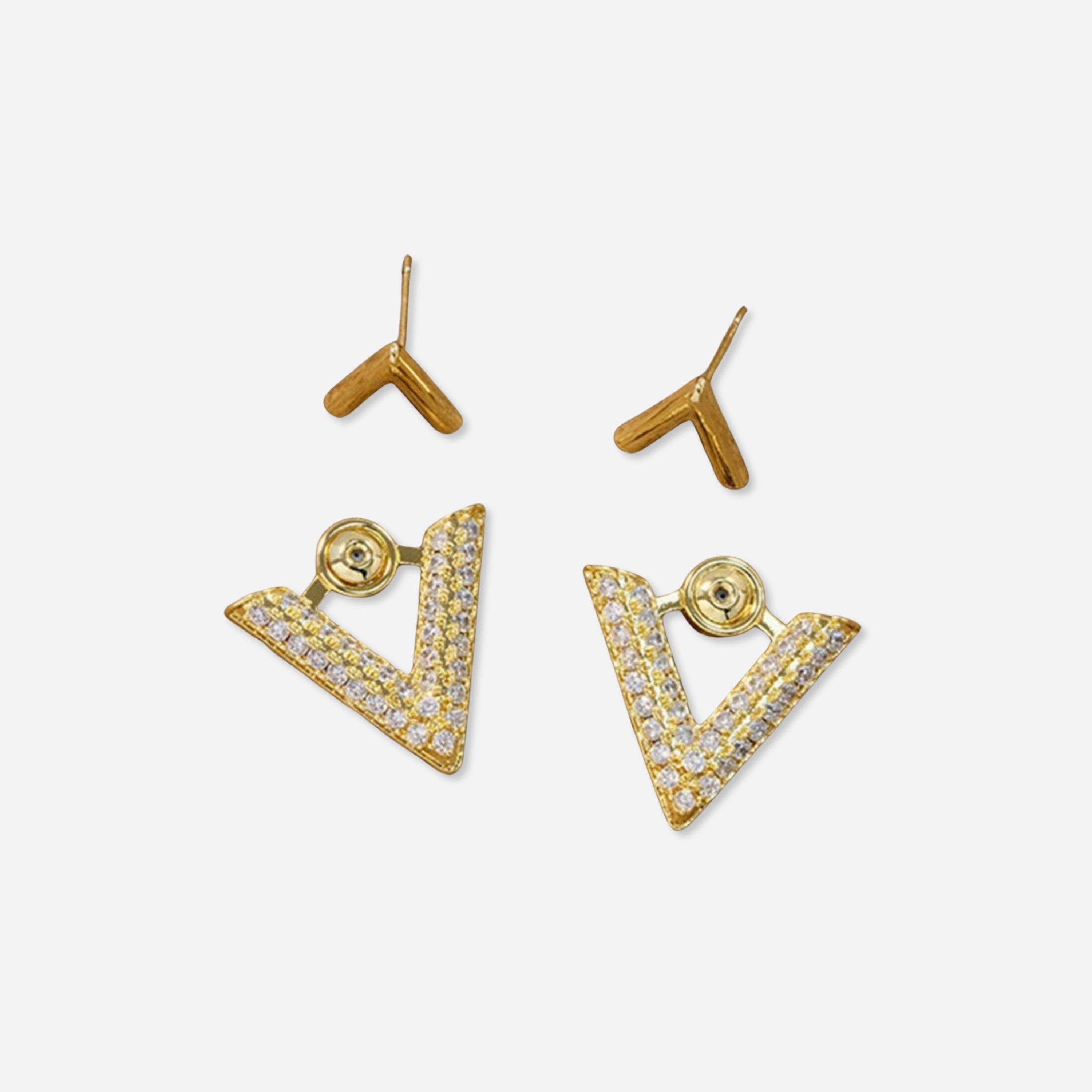 تيك تو - أقراط حرف V مرصعة بالأحجار البراقة-women-watchesandjewellery-jewellery-earrings-image-1