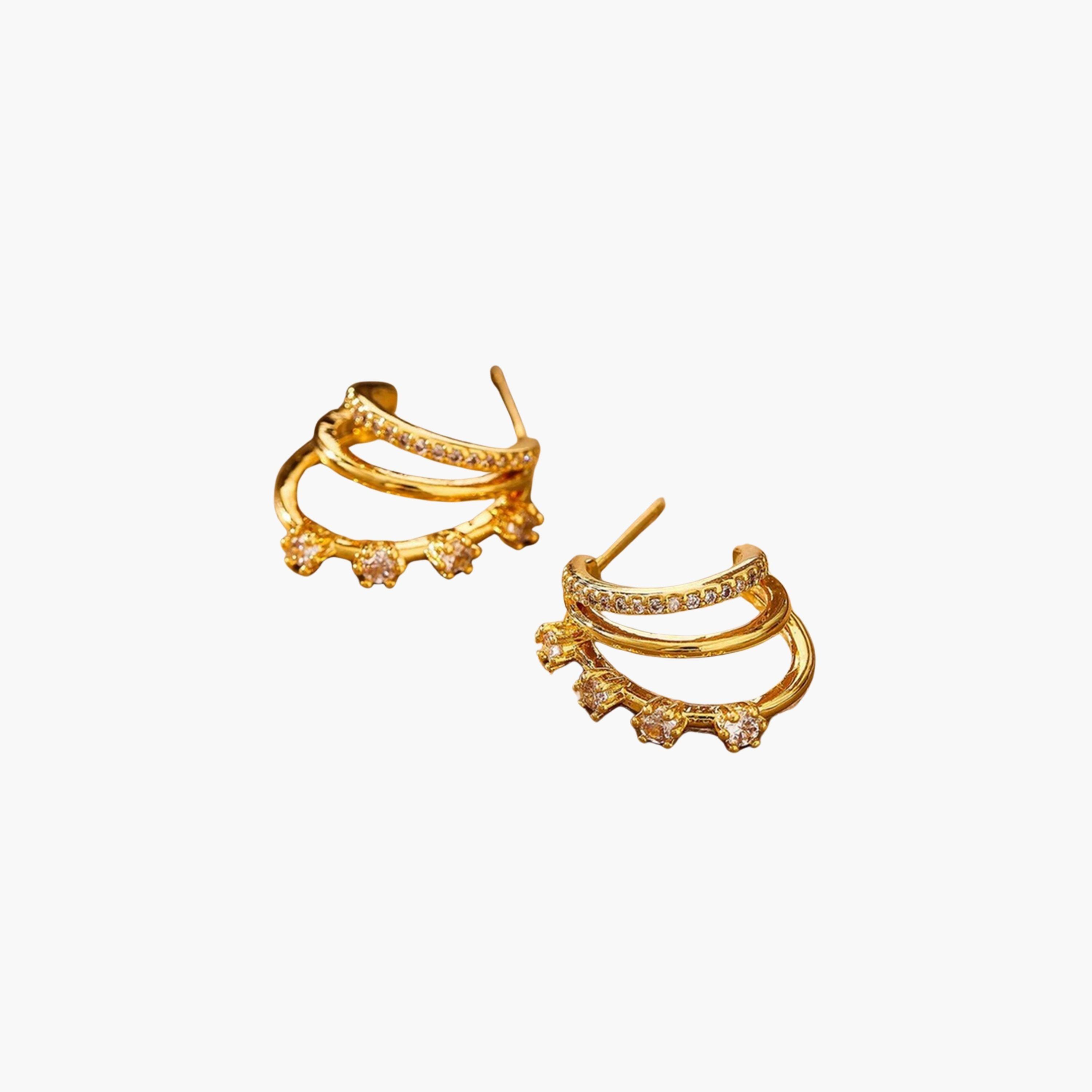 تيك تو - أقراط متعددة اللفات مزخرفة بالزركونيا-women-watchesandjewellery-jewellery-earrings-image-1