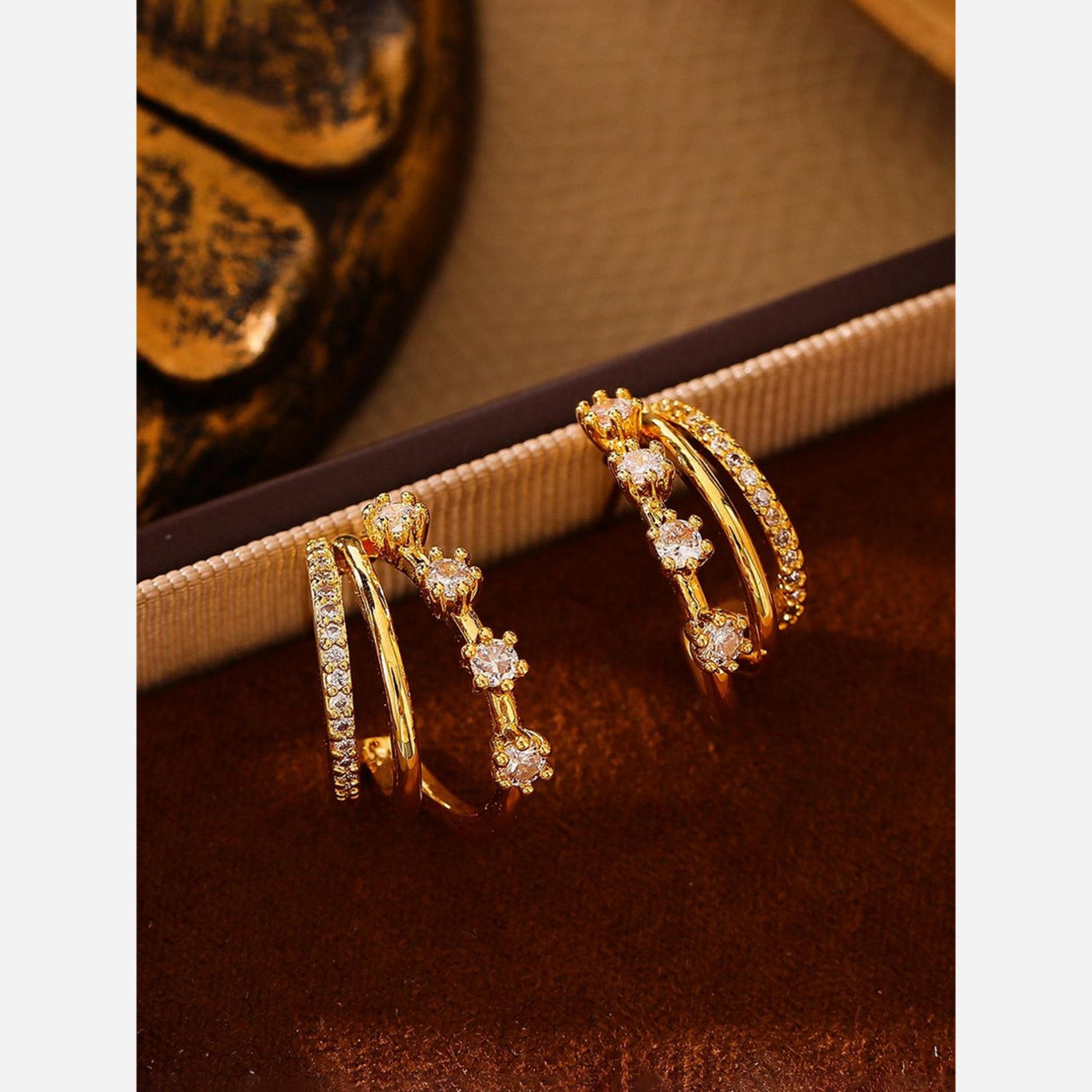 تيك تو - أقراط متعددة اللفات مزخرفة بالزركونيا-women-watchesandjewellery-jewellery-earrings-image-3