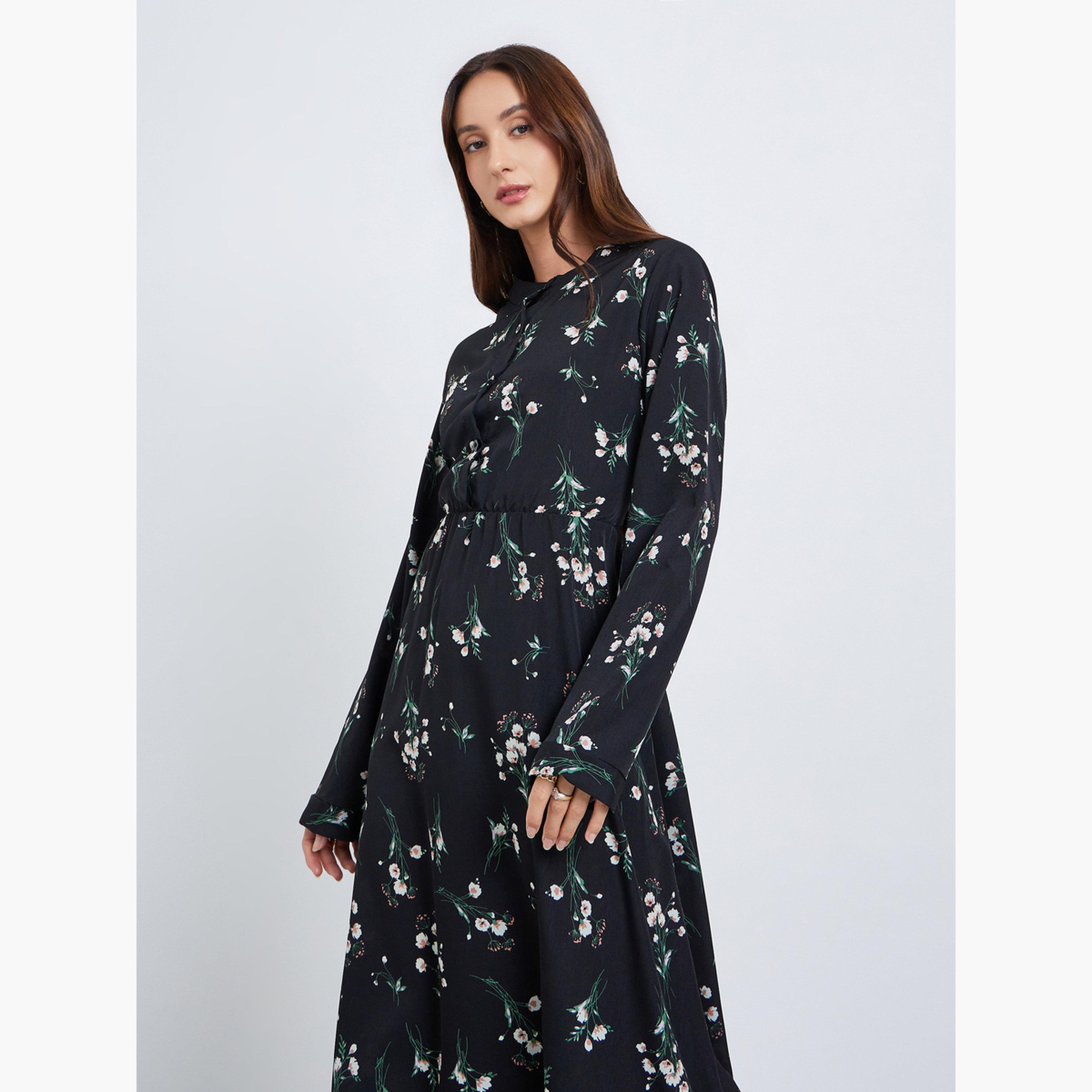 Take Two Women Floral Printed Button Front Midi Dress-women-clothing-dresses-image-2