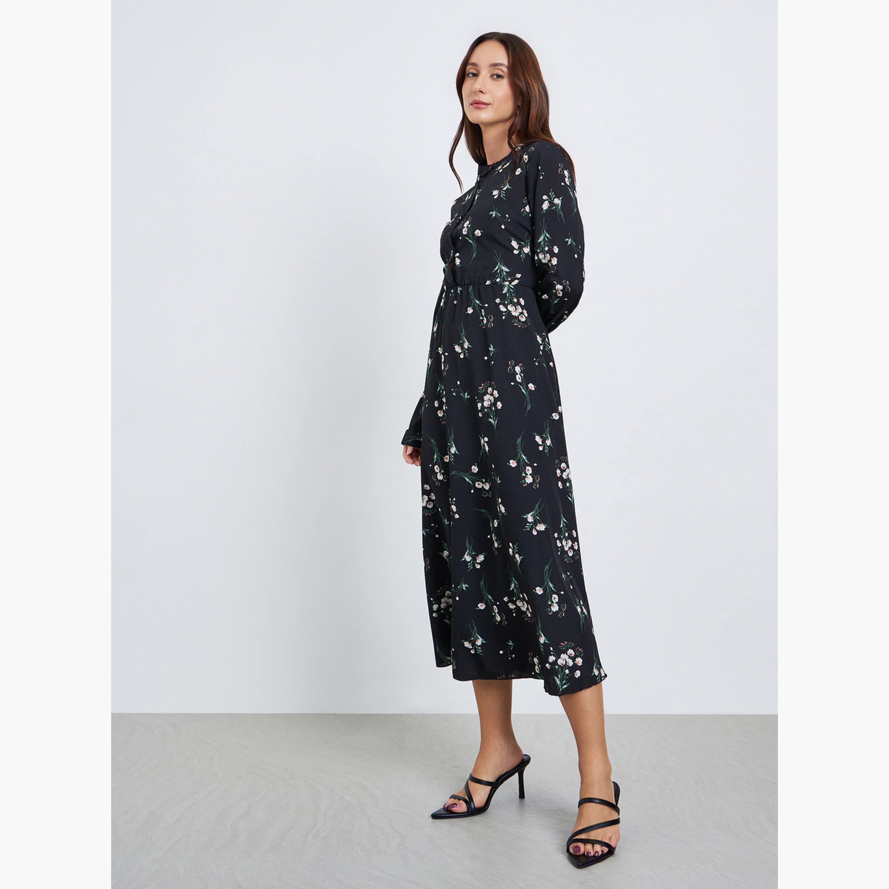Take Two Women Floral Printed Button Front Midi Dress-women-clothing-dresses-image-3