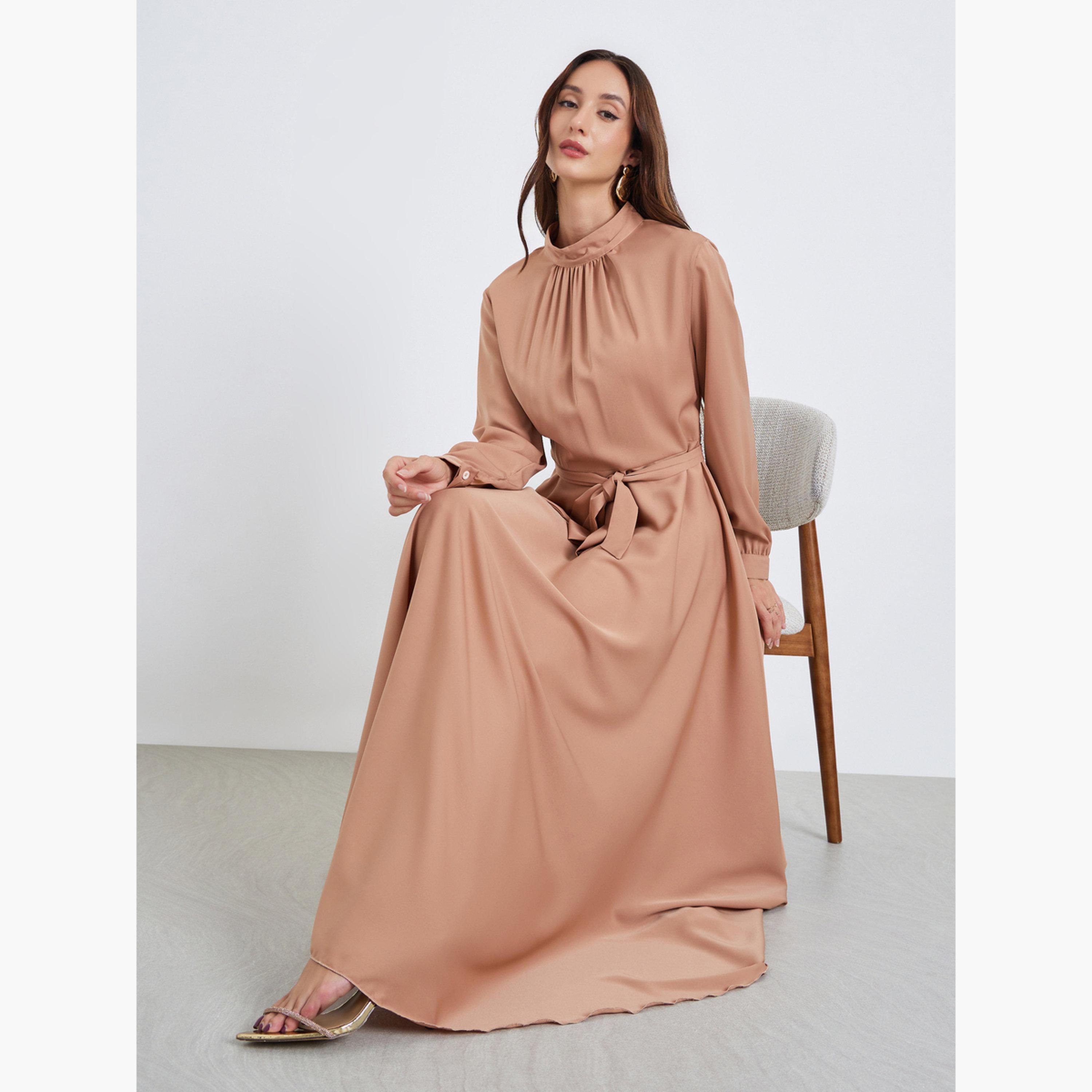 Take Two Women Bronze Pleated Detail Tie-up Waist Maxi Dress-women-clothing-dresses-image-2