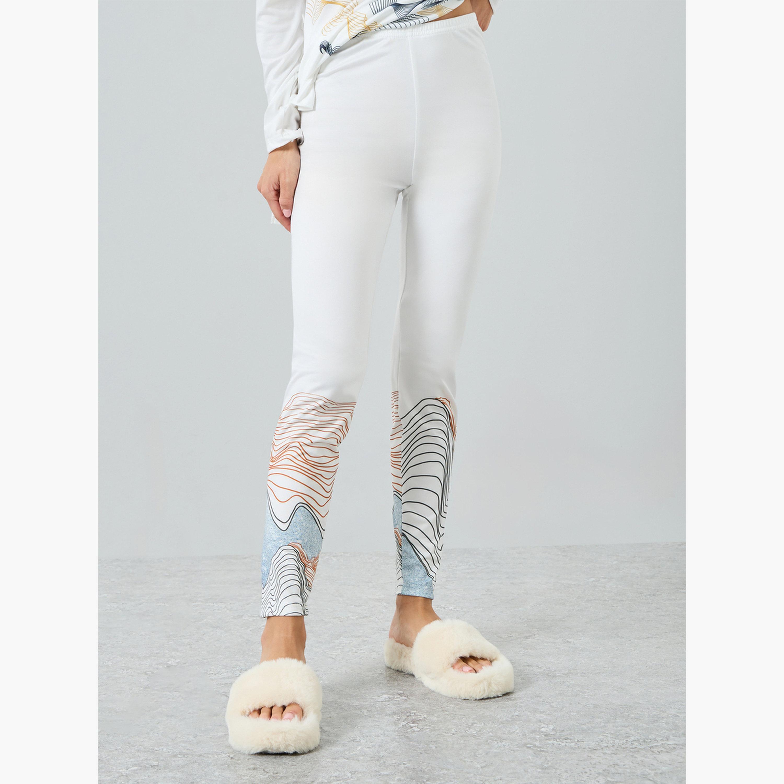 Take Two Women's GEO Printed Round Neck Long Sleeve Split Hem Top and Pants Set-women-clothing-nightwear-pyjamas-longsets-image-4