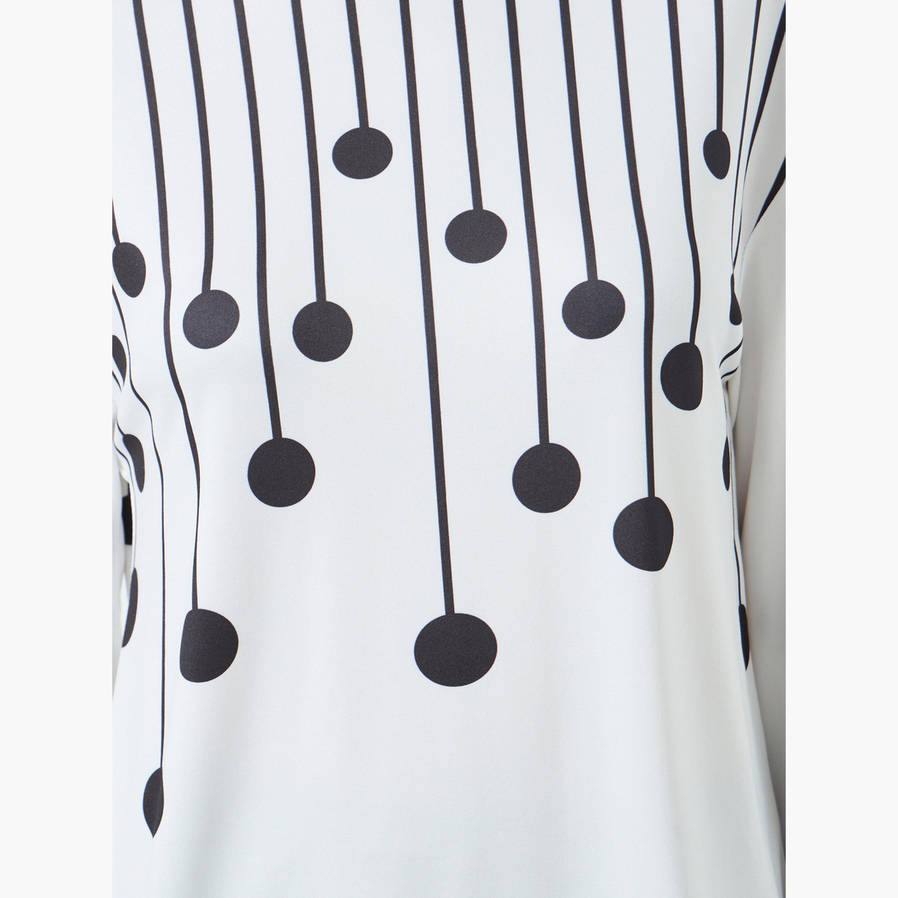 Take Two Women's Graphic Printed Round Neck Long Sleeve Split Hem Top and Solid Pants Set-women-clothing-nightwear-pyjamas-longsets-image-5