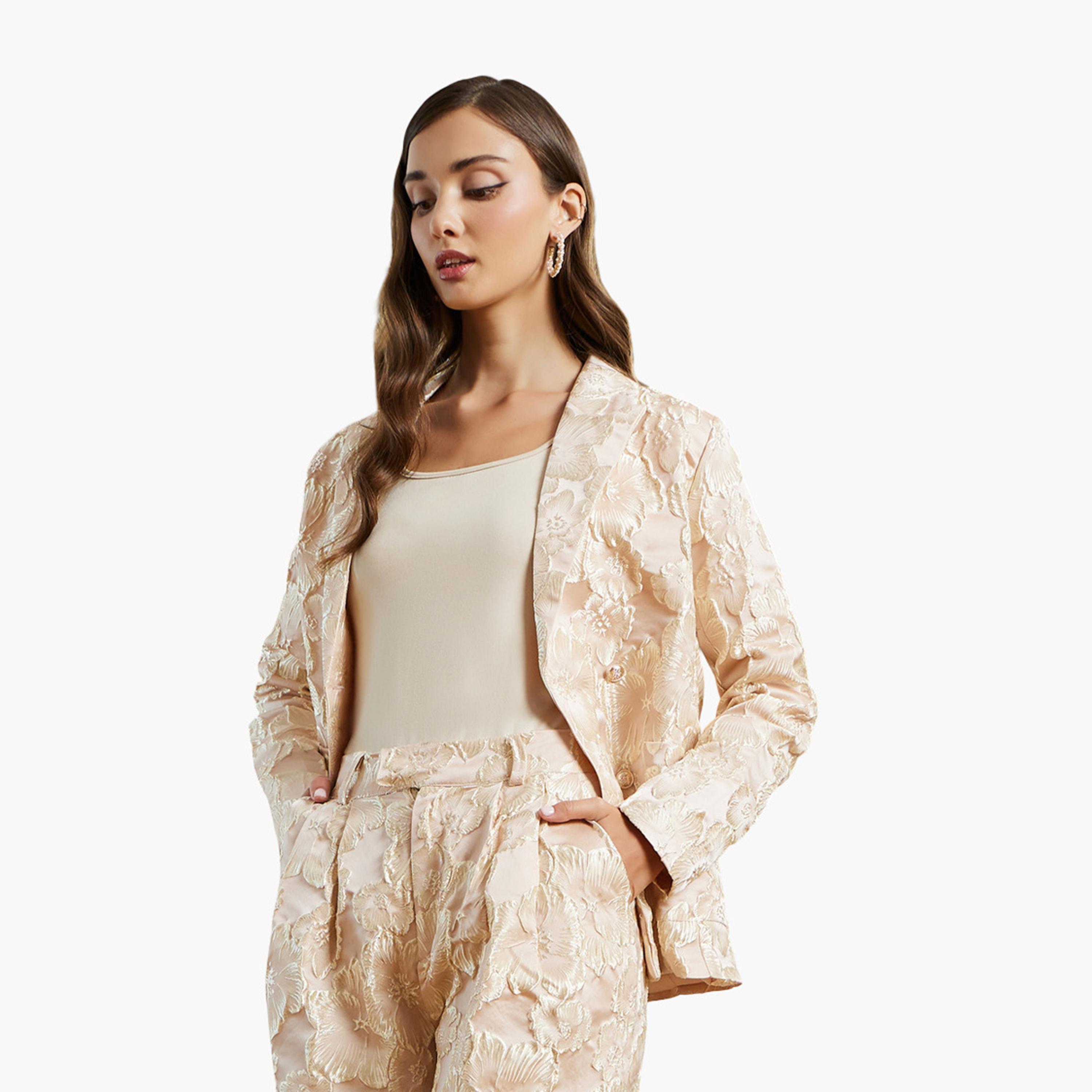 Styli Women Jacquard Blazer with Patch Pocket-women-clothing-coatsandjackets-blazers-image-1