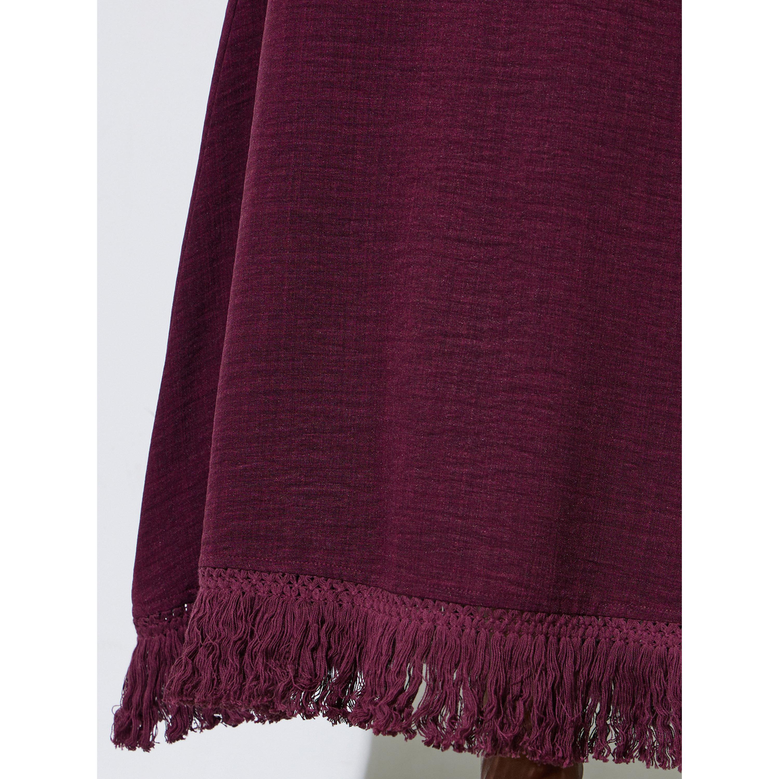 تنورة طويلة بحافة واسعة وتفاصيل شراشيب عند الحافة-women-clothing-skirts-image-4
