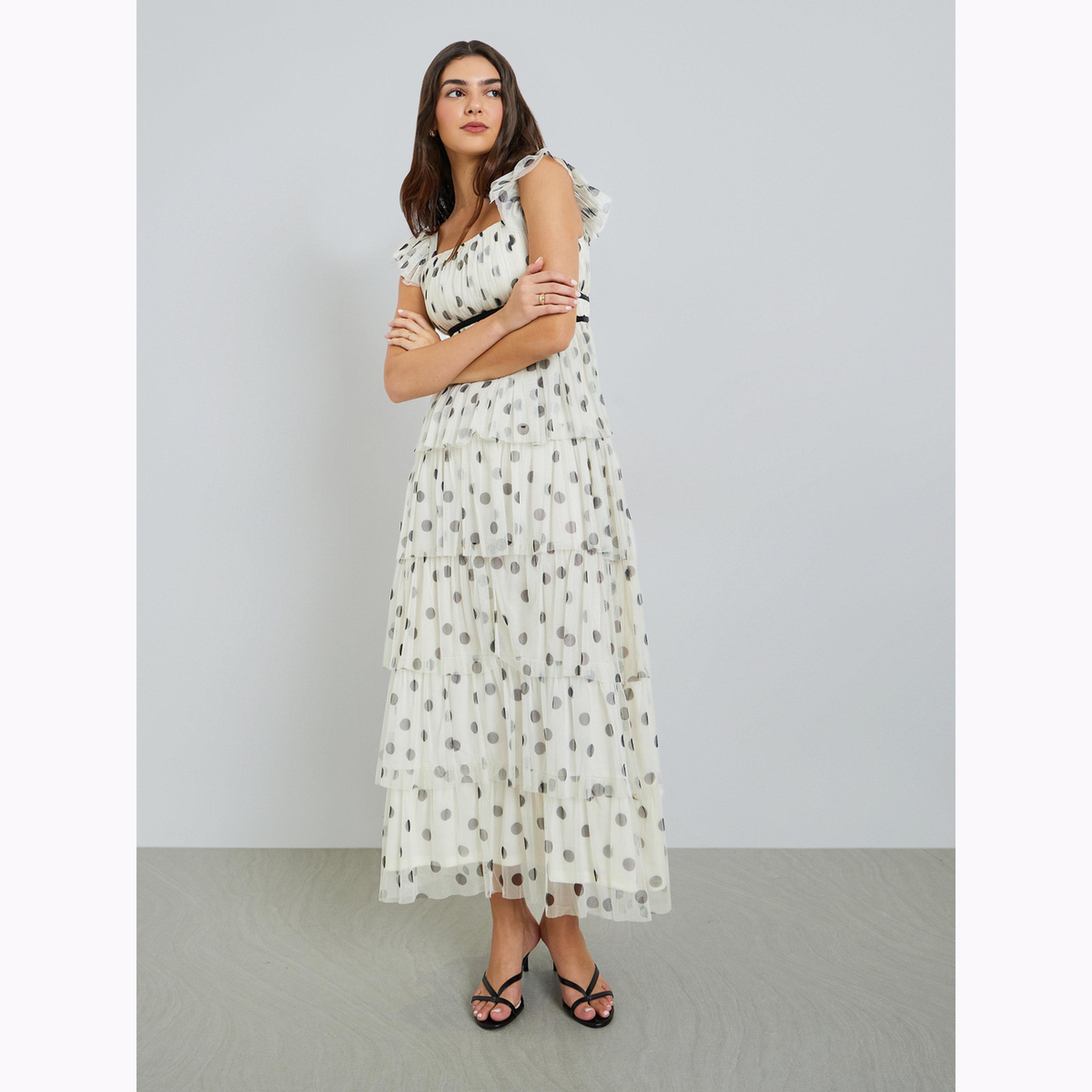 فستان طويل بطبعة بولكا دوت وتصميم طبقات-women-clothing-dresses-image-4