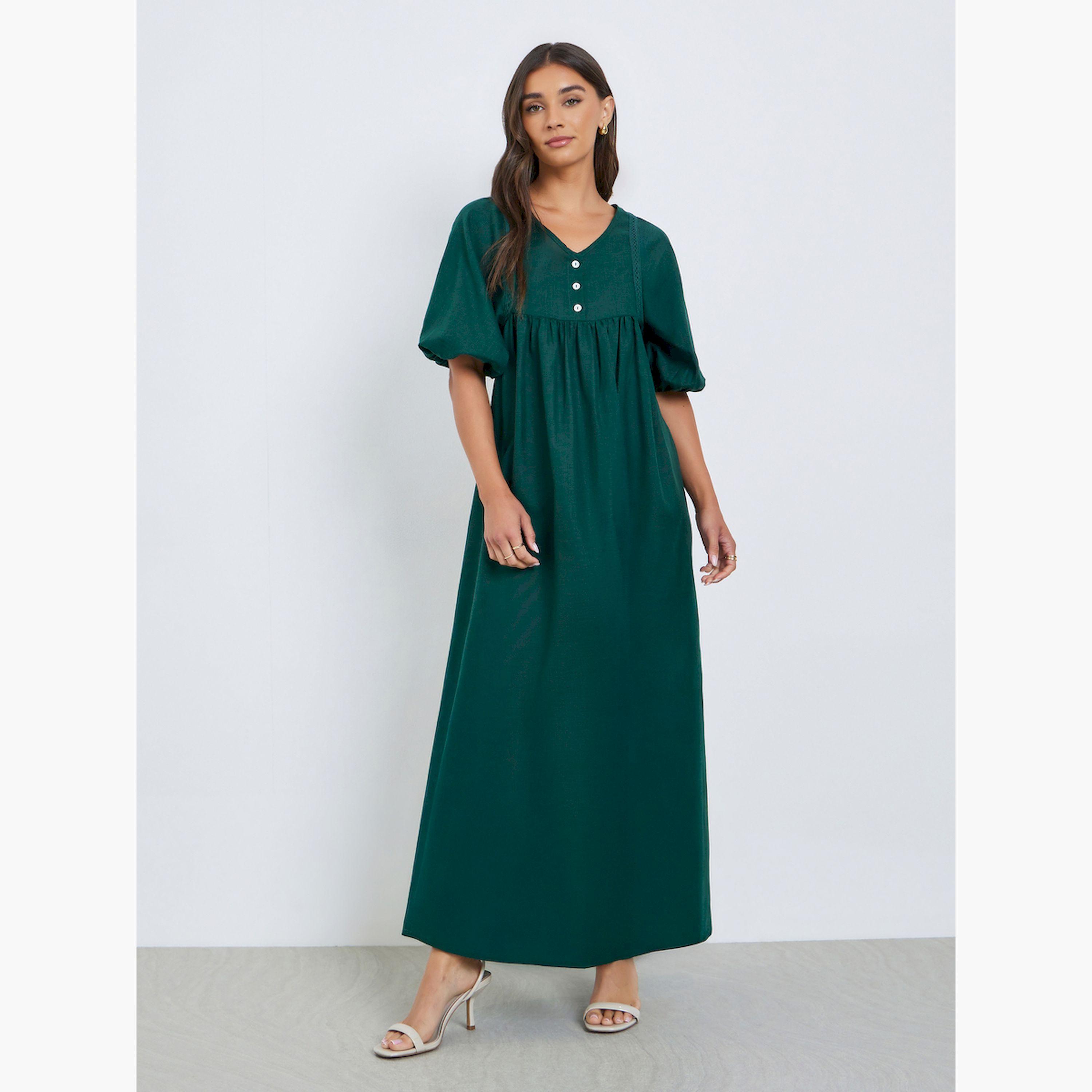 V فستان طويل بياقة على شكل-women-clothing-dresses-image-1