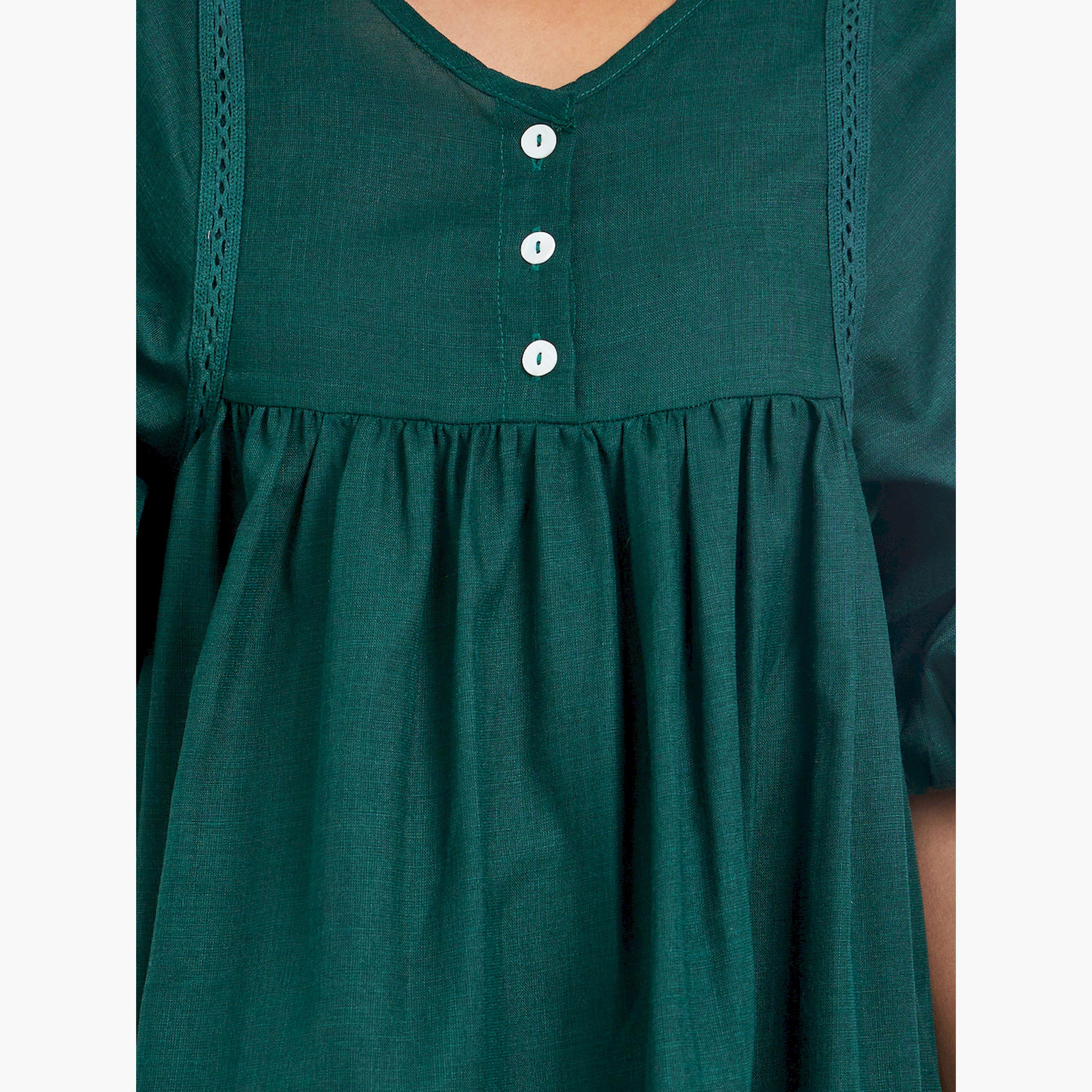 Styli Green V Neck Maxi Dress-women-clothing-dresses-image-4