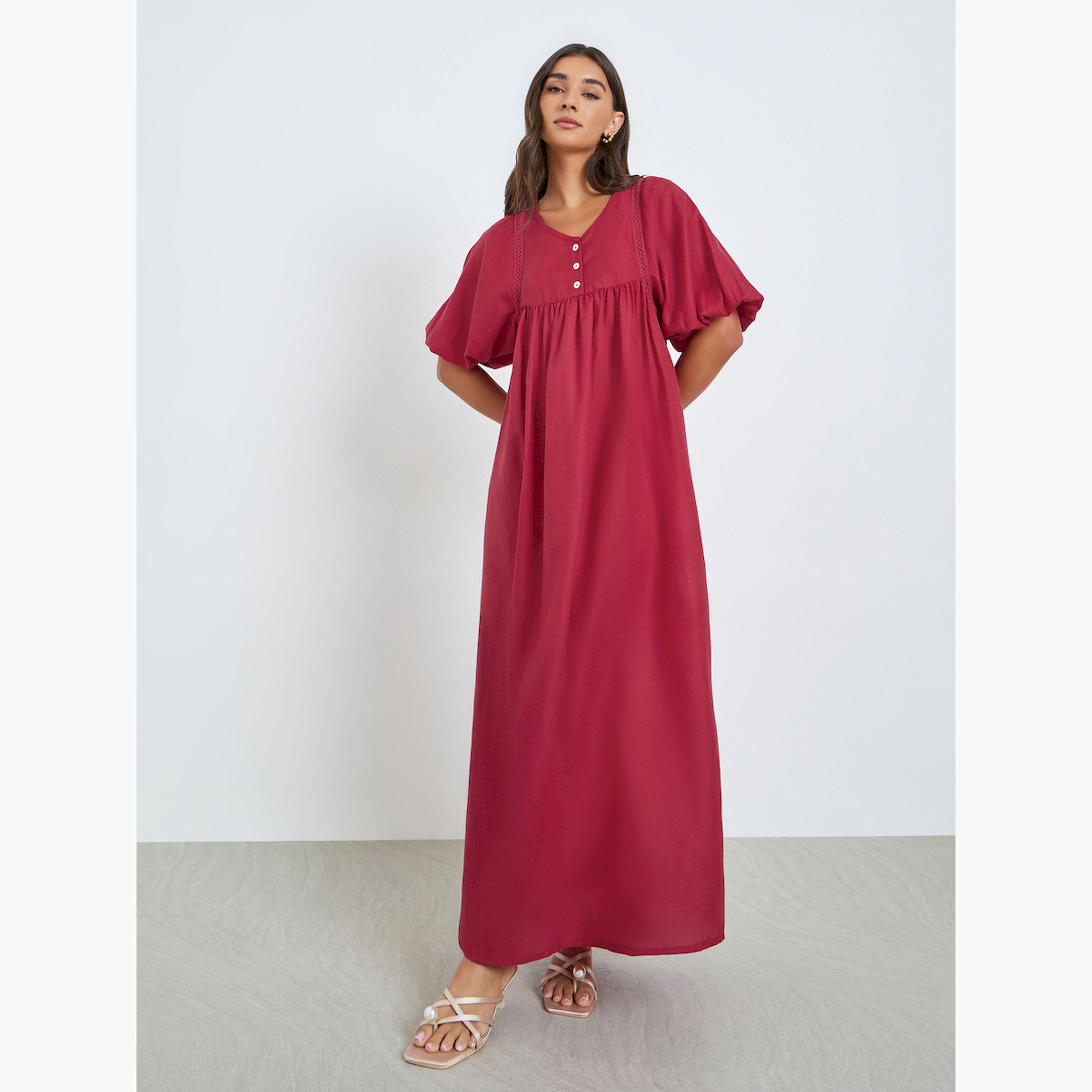 V فستان طويل بياقة على شكل-women-clothing-dresses-image-1