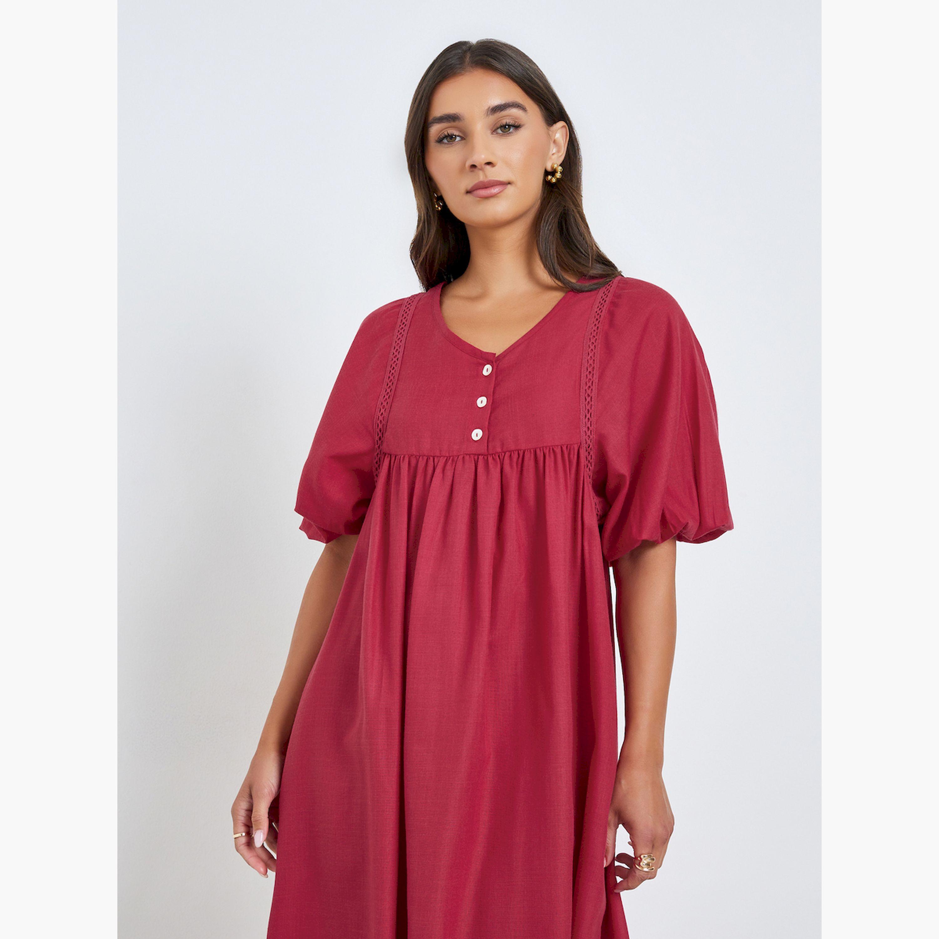 V فستان طويل بياقة على شكل-women-clothing-dresses-image-2