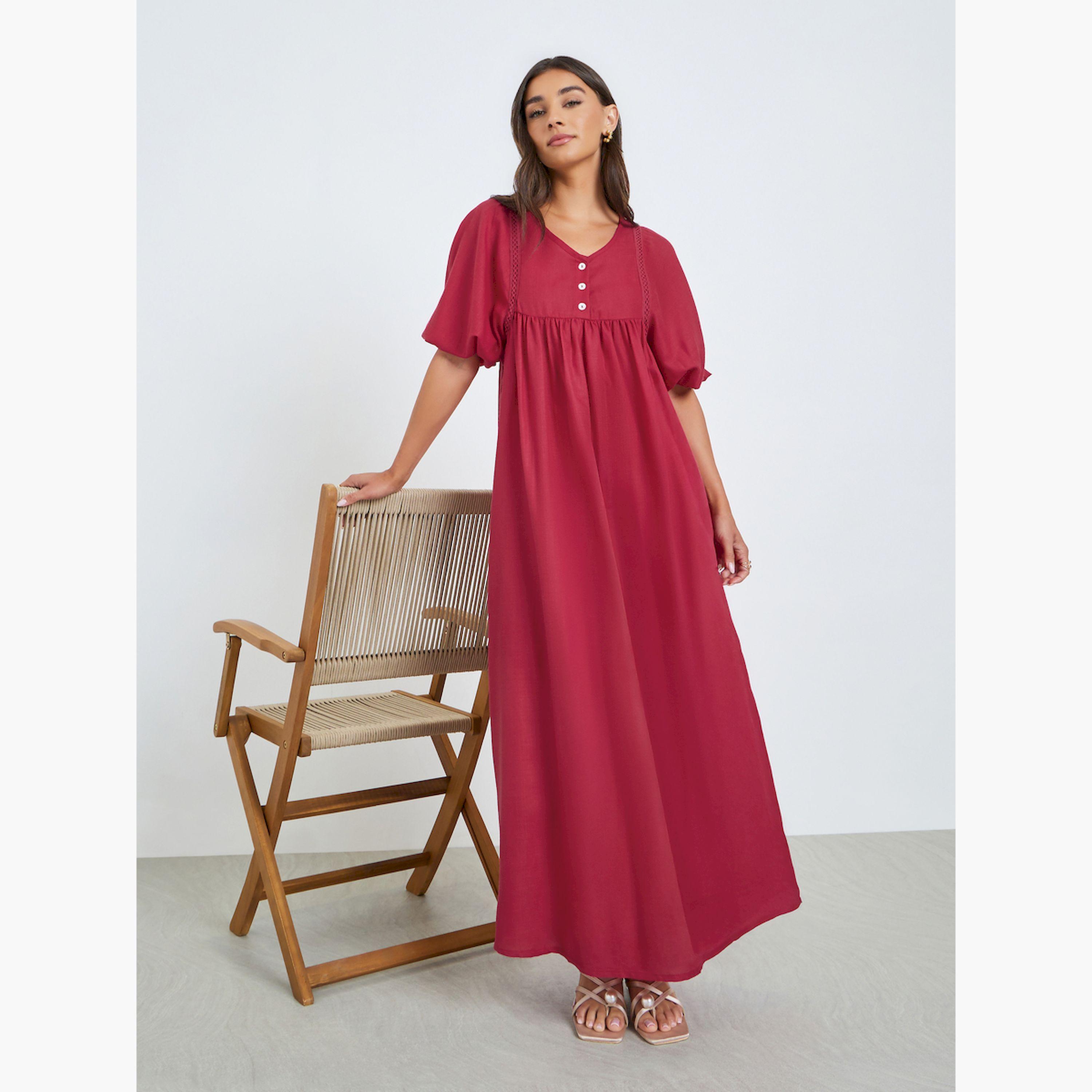 V فستان طويل بياقة على شكل-women-clothing-dresses-image-3