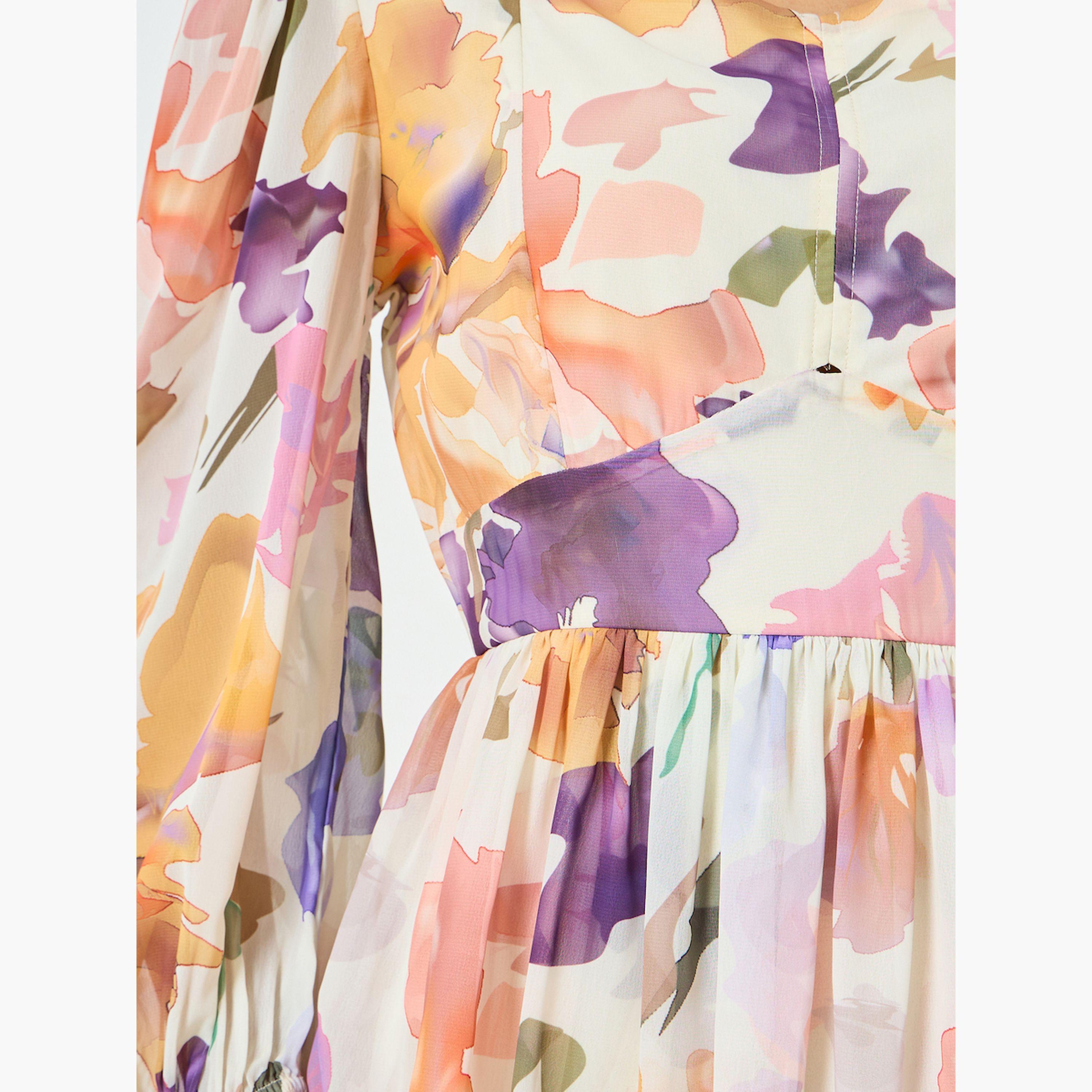 Styli Floral Printed Ruffled Detail Midi Dress-women-clothing-dresses-image-5