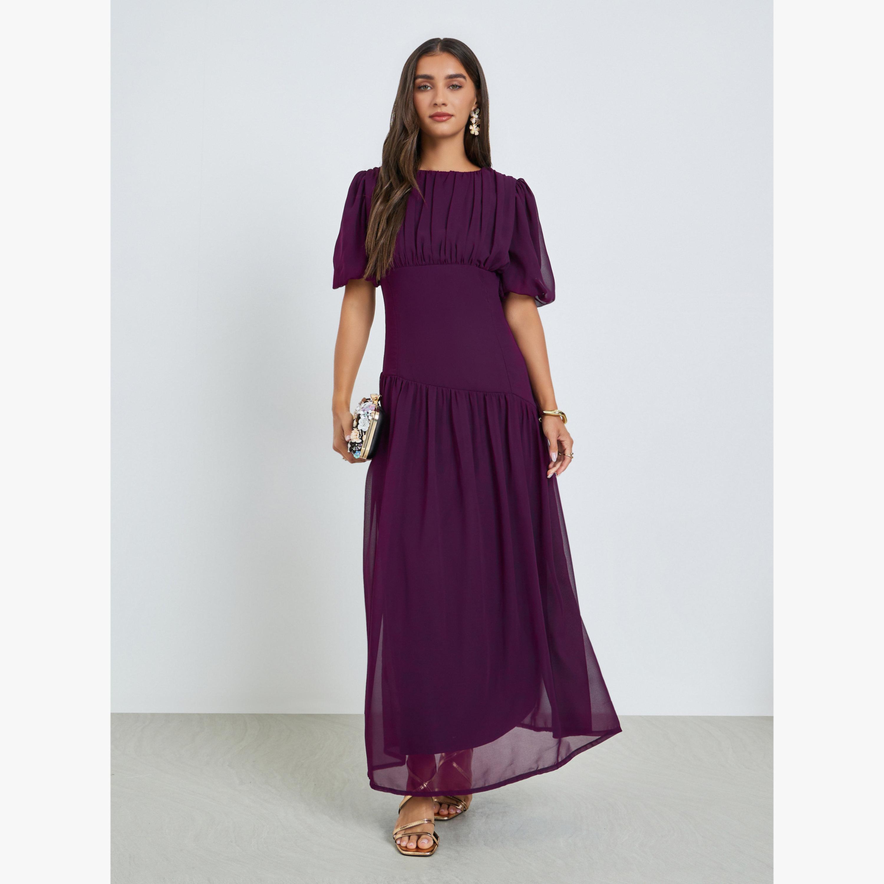 فستان طويل شيفون بكسرات-women-clothing-dresses-image-1