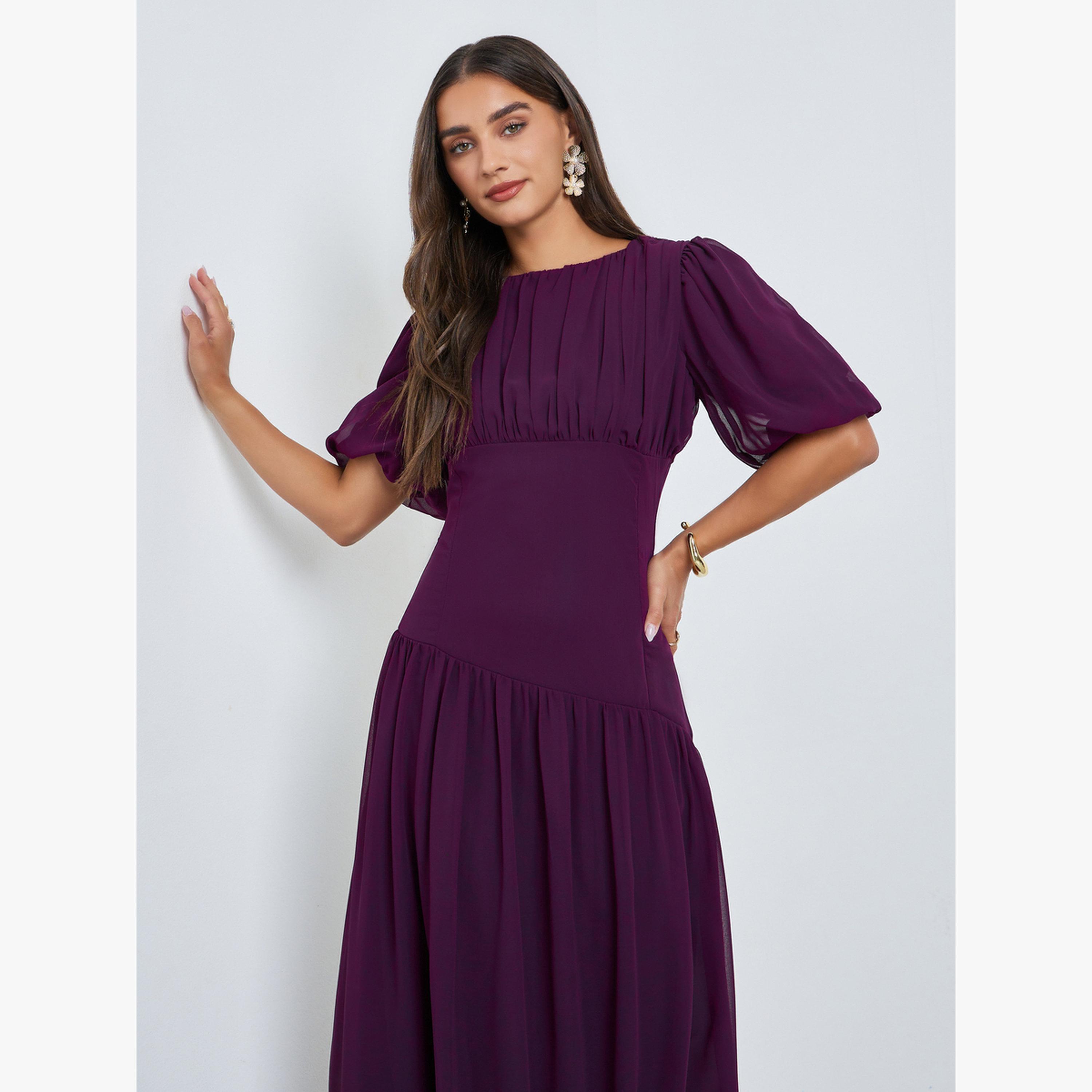 Styli Purple Fold Pleat Chiffon Maxi Dress-women-clothing-dresses-image-2