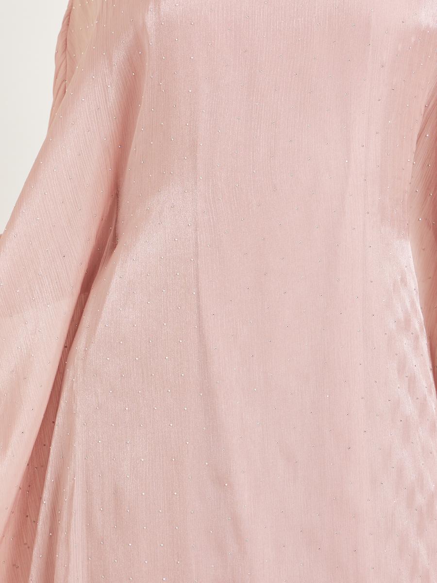 Amirah X Styli Women Pink Shimmer Maxi Kaftan-women-arabicclothing-kaftan-image-5